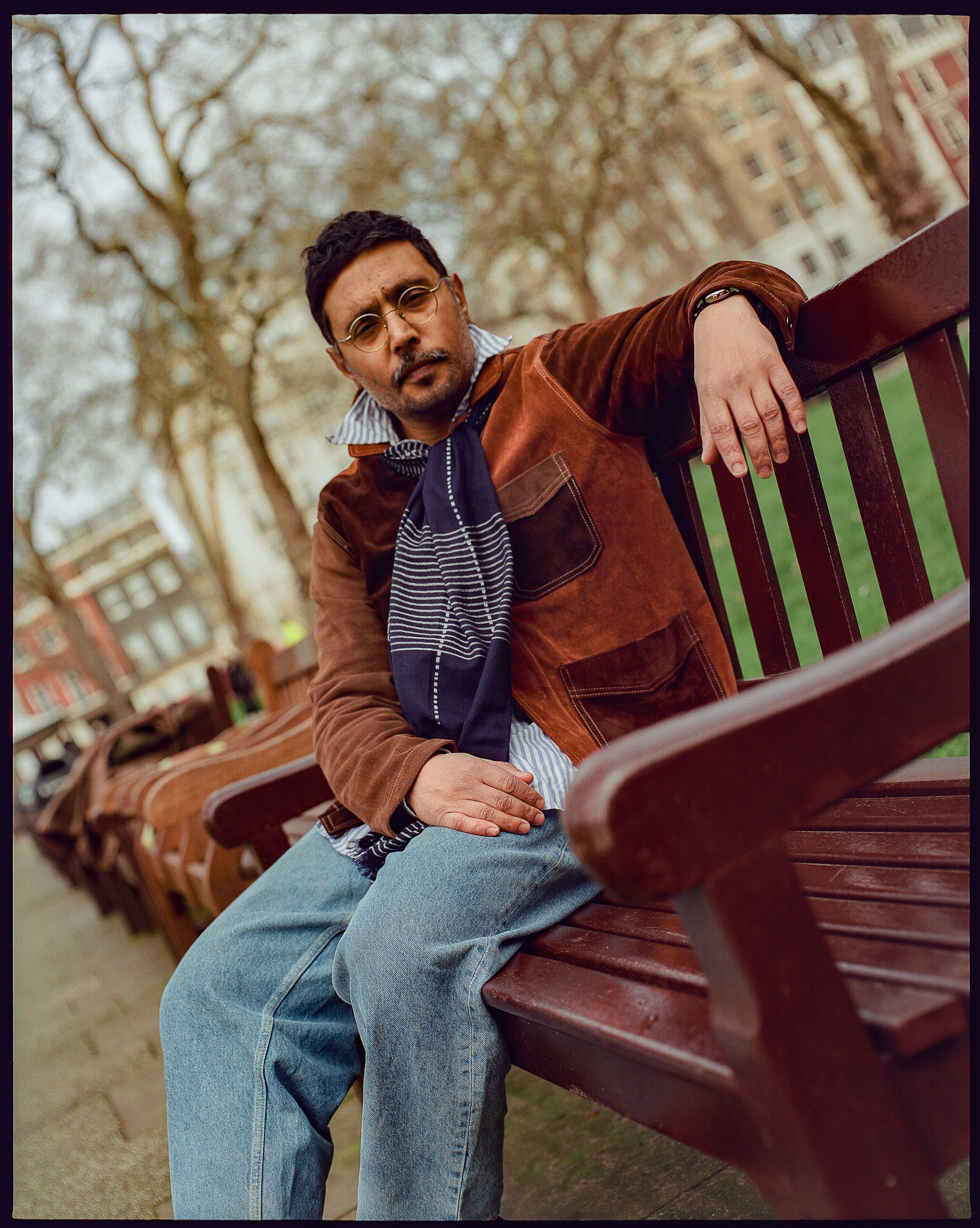 Cotton Scarf in Navy & White - The Peake
