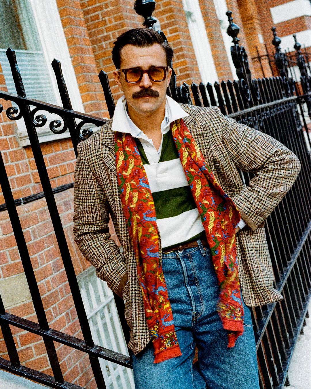 UK Wool and Silk Scarf - Woodland Creatures in Rust