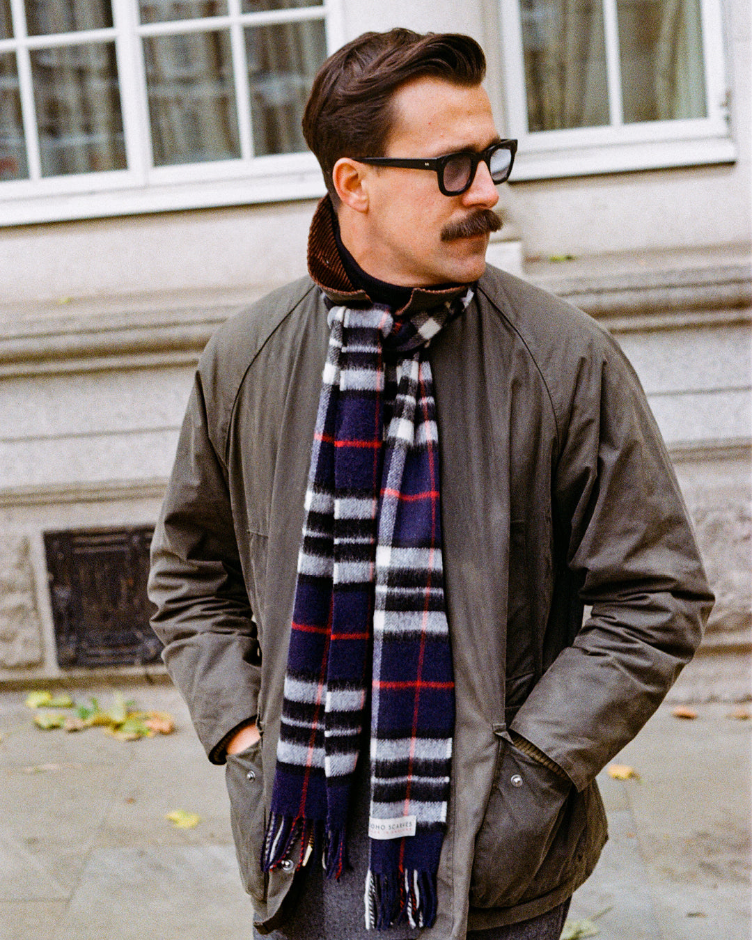 UK Wool Scarf - Highlands Tartan in Navy