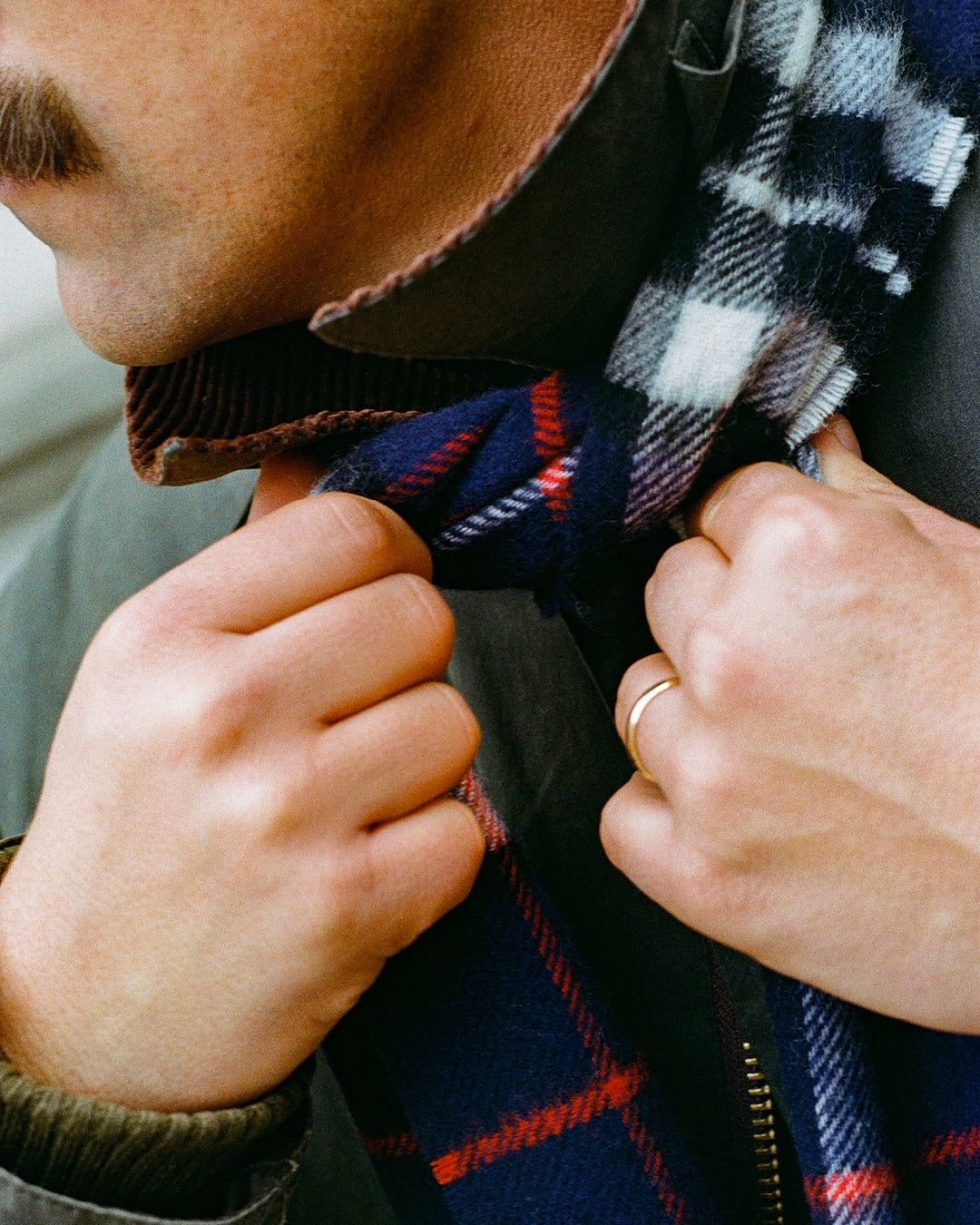 UK Wool Scarf - Highlands Tartan in Navy