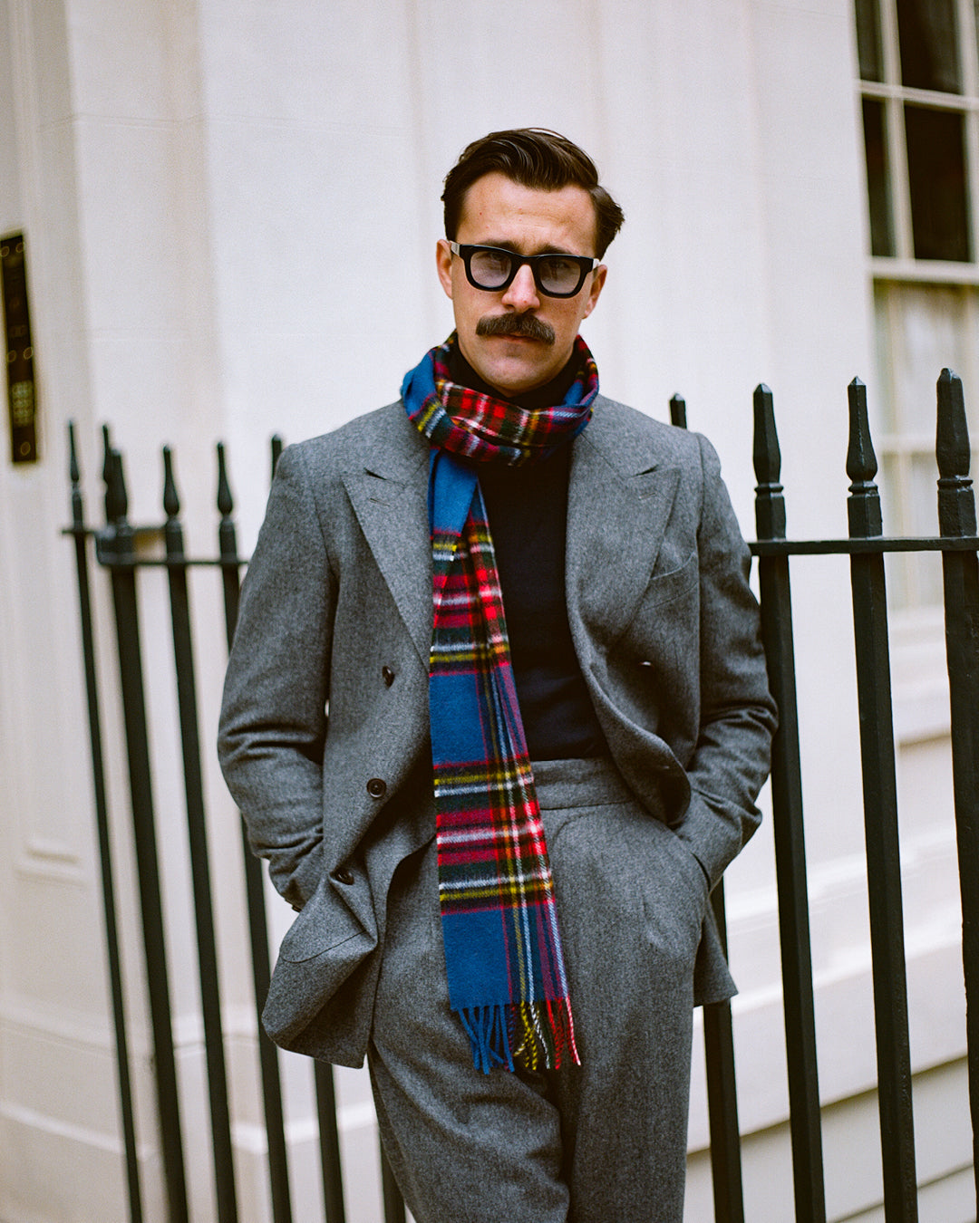 UK Wool Scarf - Highlands Tartan in Blue