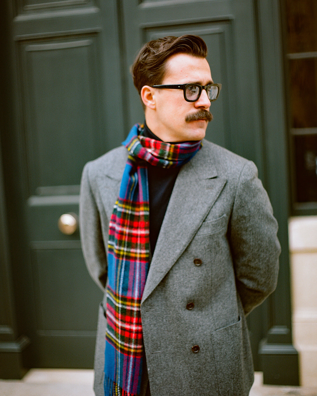 UK Wool Scarf - Highlands Tartan in Blue