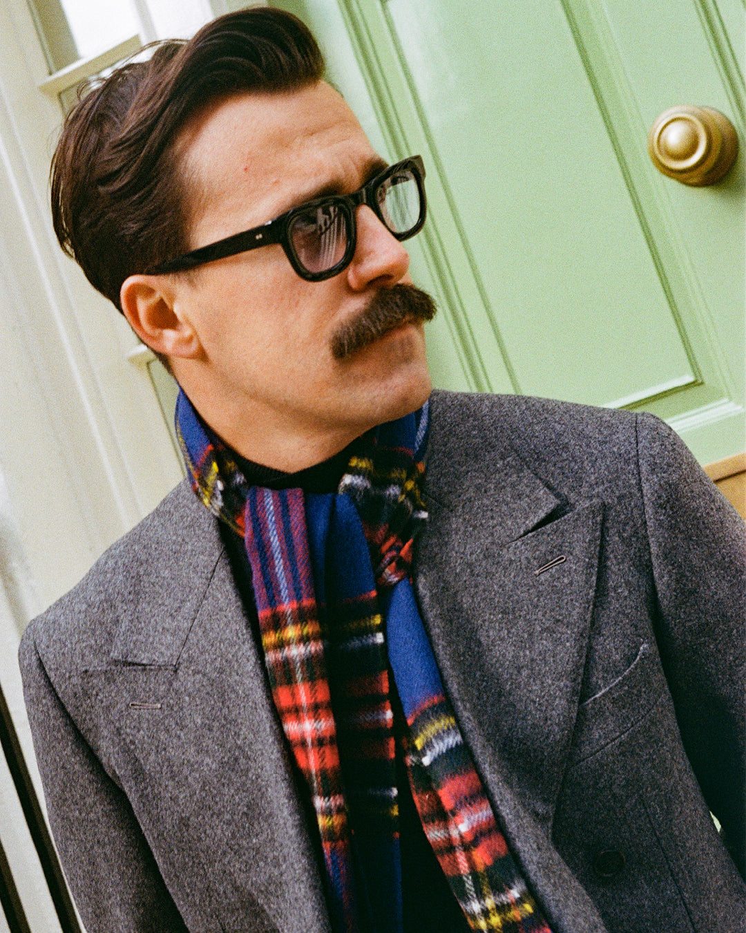 UK Wool Scarf - Highlands Tartan in Blue