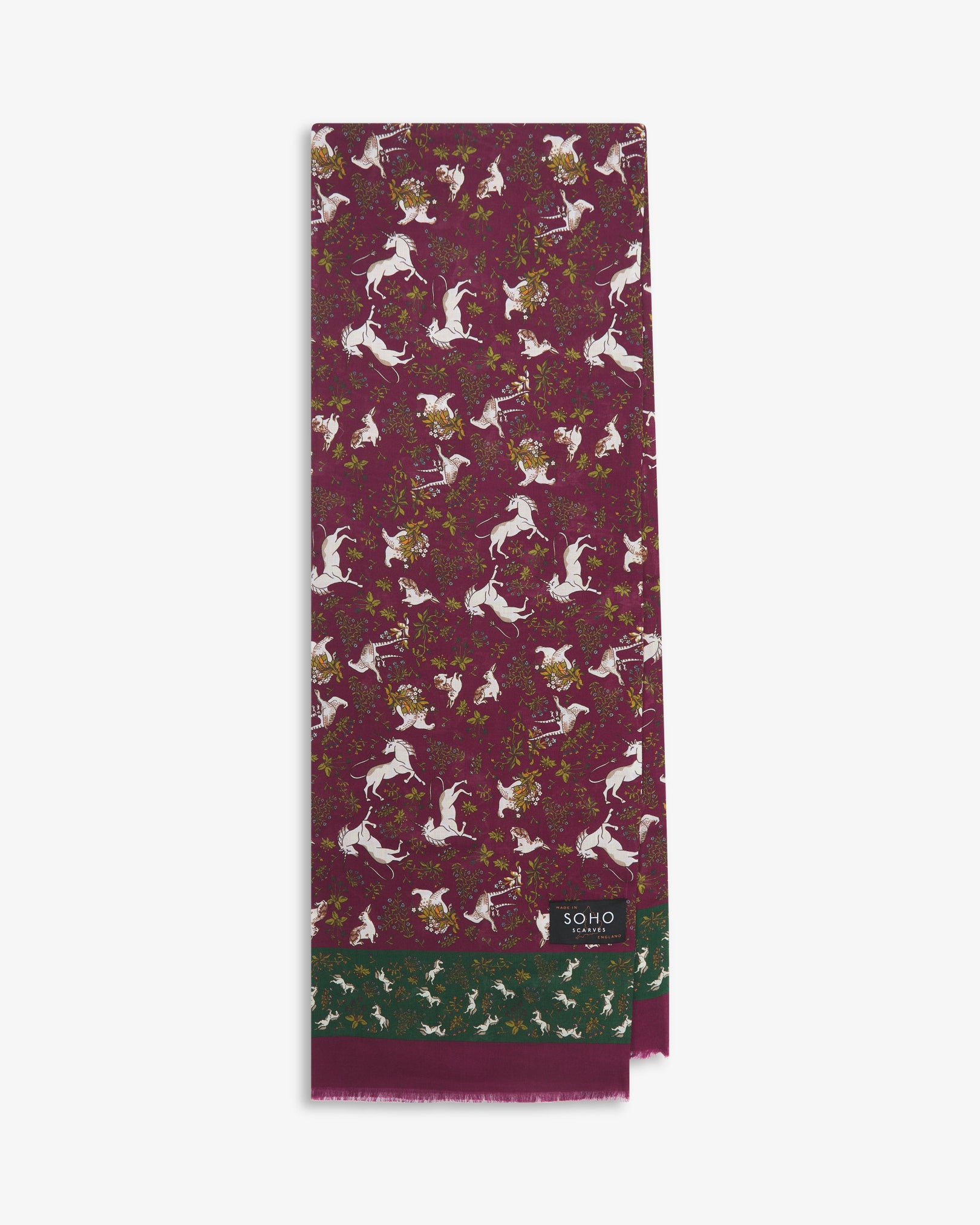 UK Wool and Silk Scarf - Avalon in Wine & Ivy