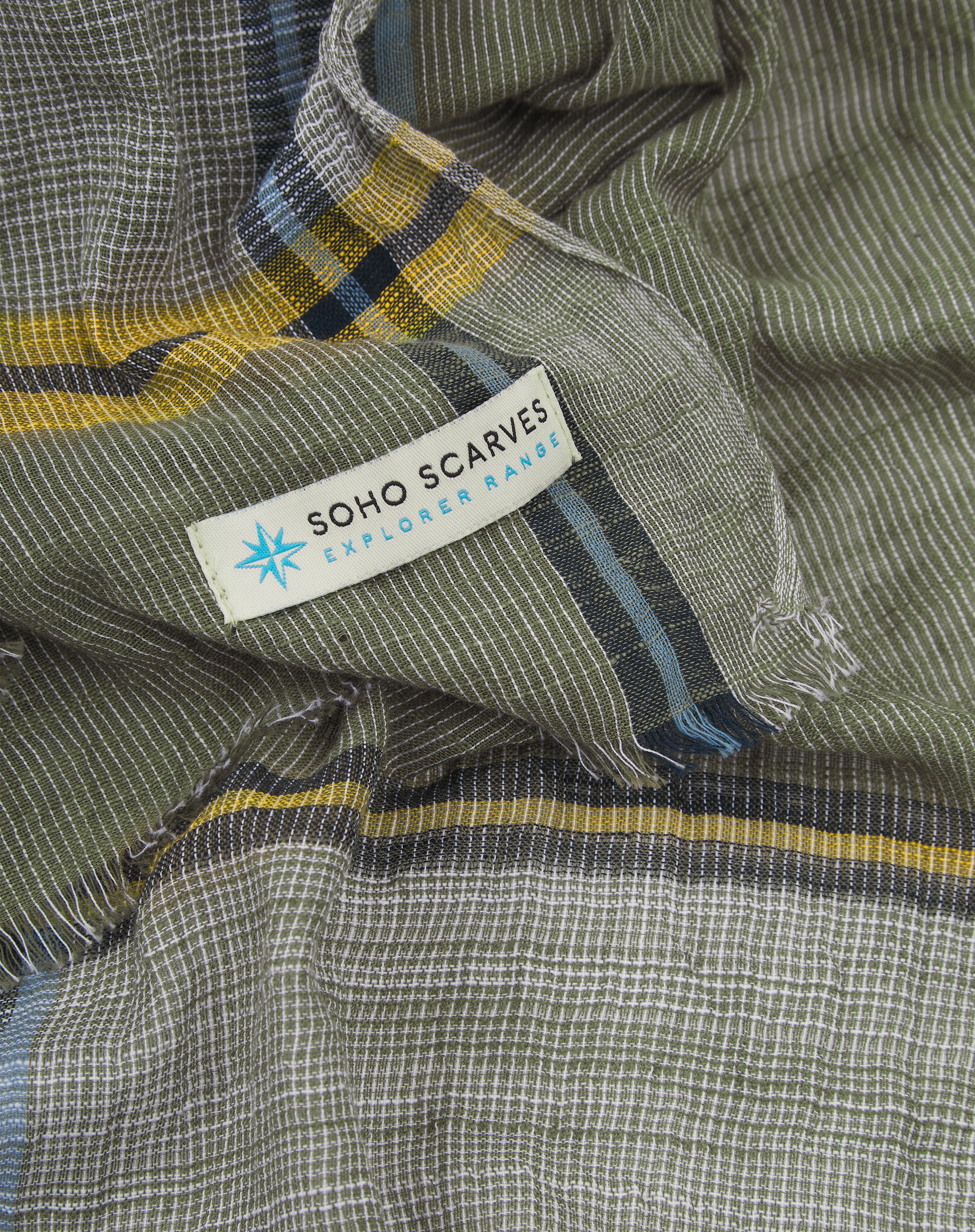 Cotton Scarf in Khaki & Yellow - The Cousteau