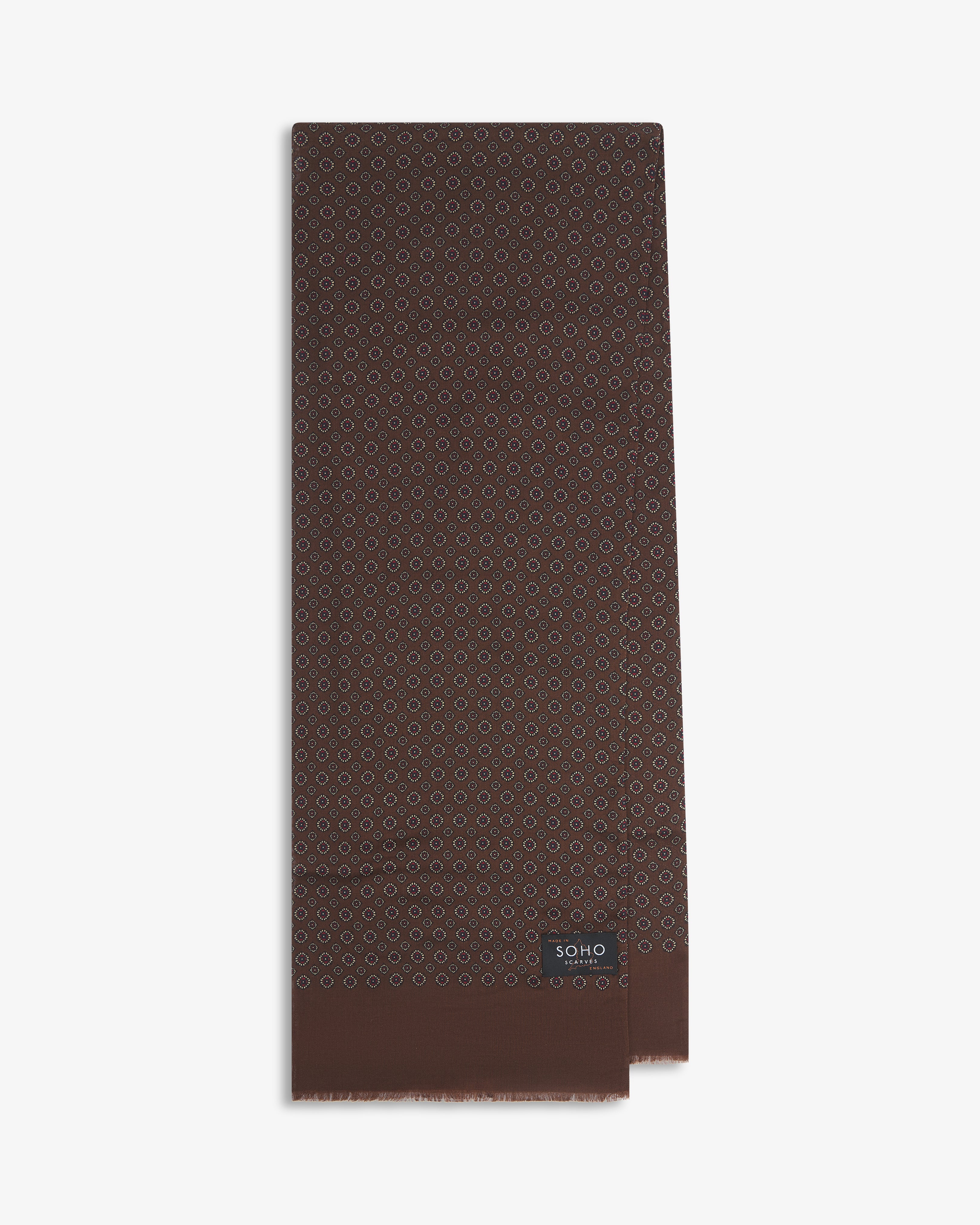 UK Wool and Silk Scarf - Putney in Chocolate & Brick