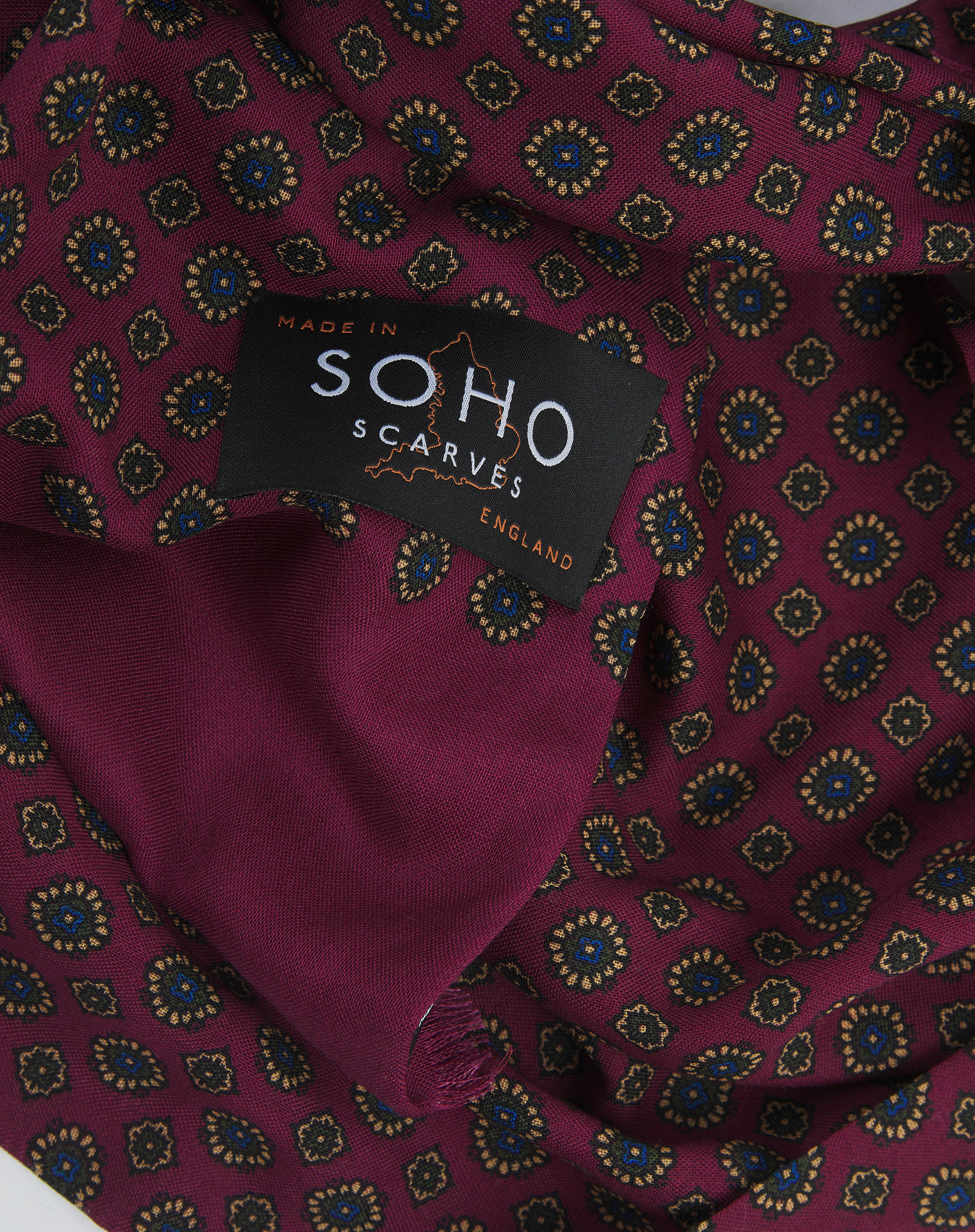 UK Wool and Silk Scarf - Putney in Magenta & Royal Blue