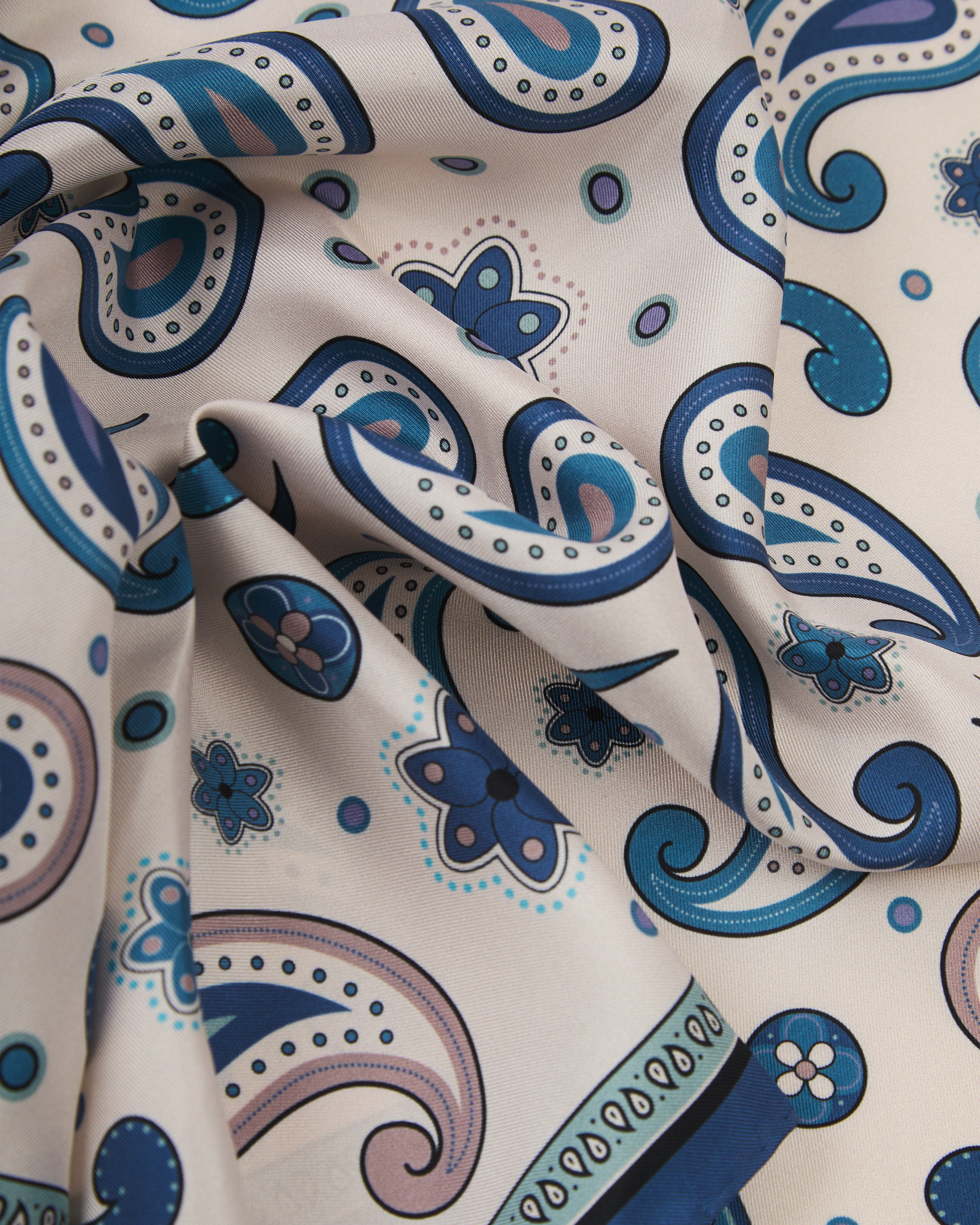 Silk Neckerchief - Belgravia in Cream & Blue