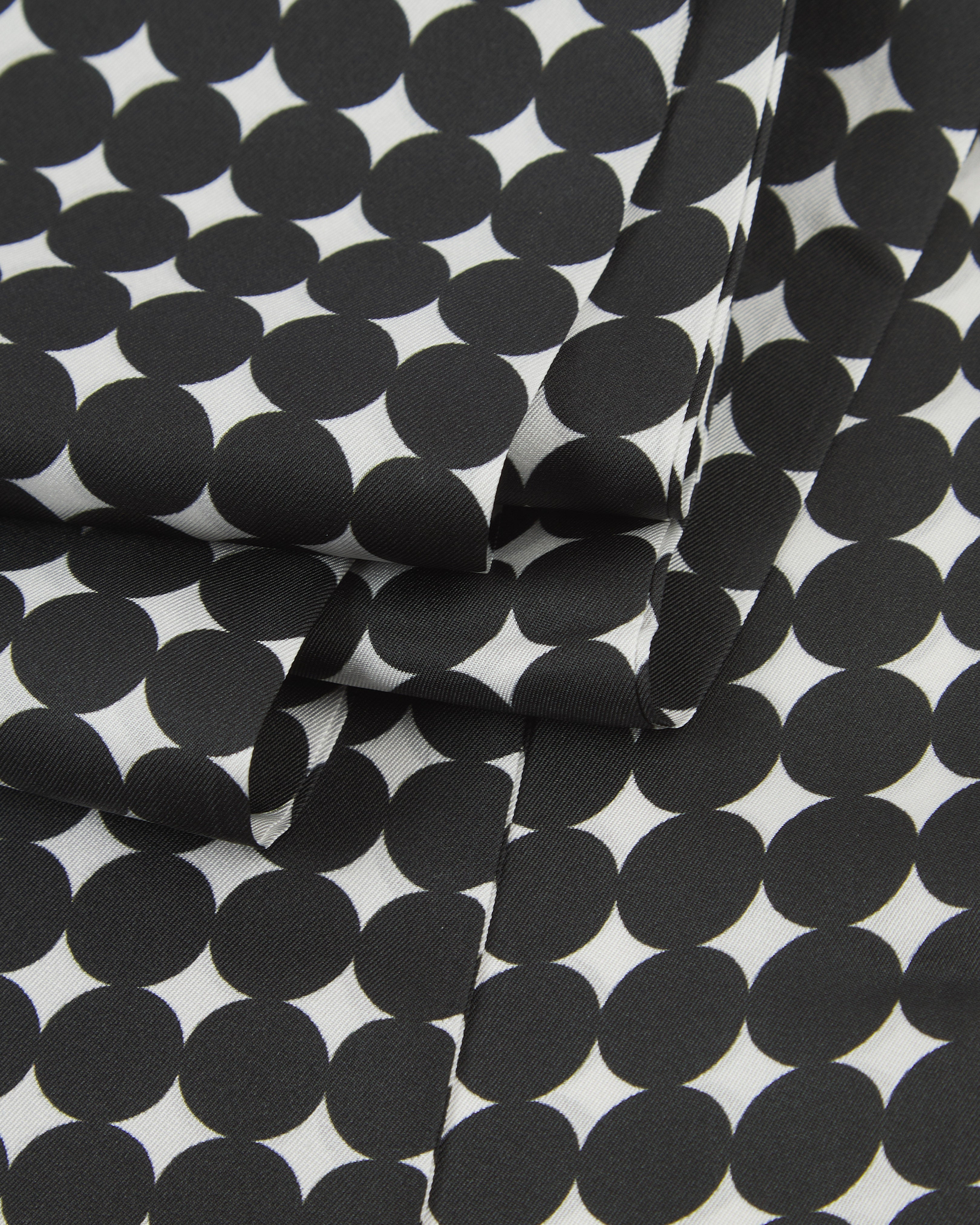 Men's Silk Aviator Scarf in Black & White Spots - The Grant