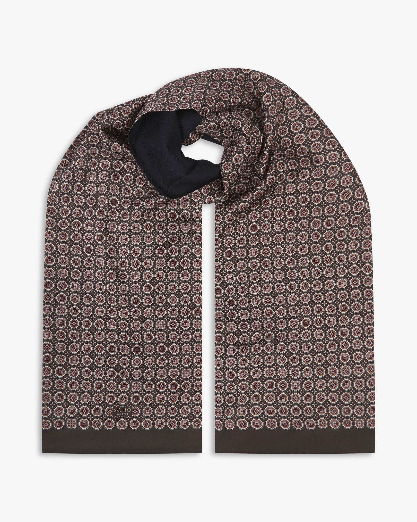 Men's Wool-Backed Silk Dress Scarf - Bellingham | Mahogany Daze