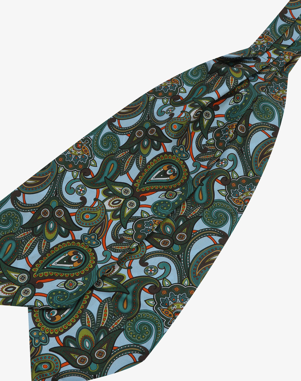 Silk Double Ascot Tie - The Windermere | Ice Blue