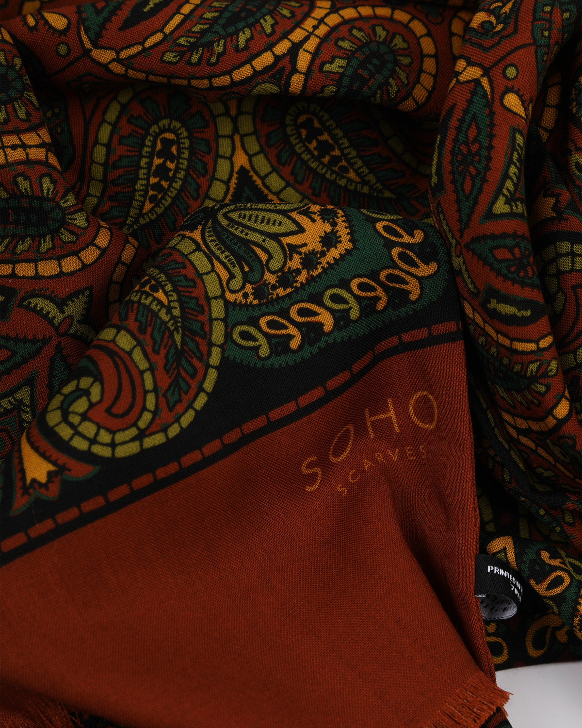 UK Wool and Silk Scarf - Starbeck - Rust