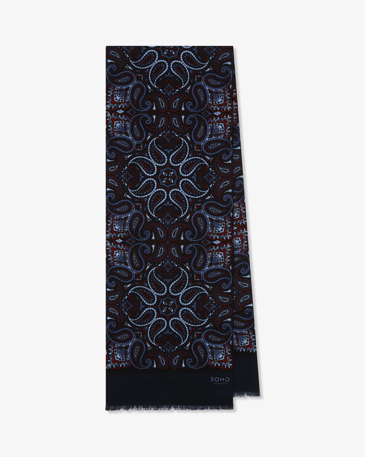 UK Wool and Silk Scarf - Starbeck - Indigo