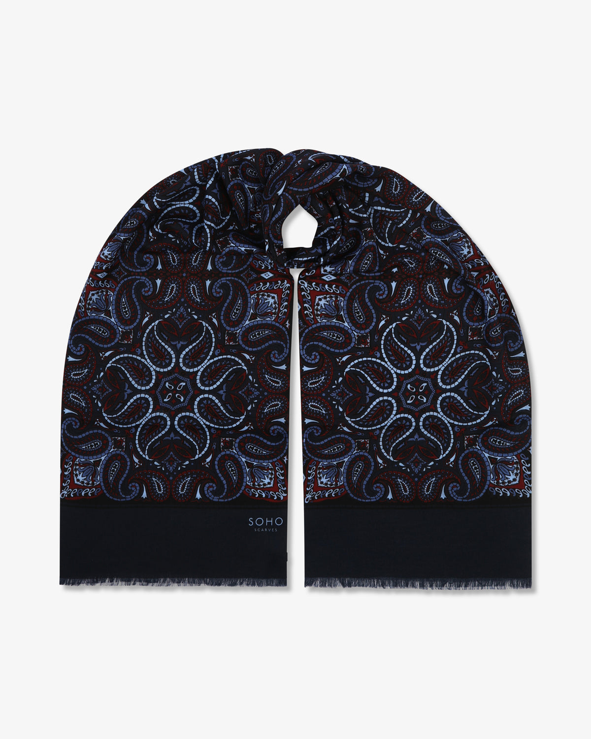 UK Wool and Silk Scarf - Starbeck - Indigo