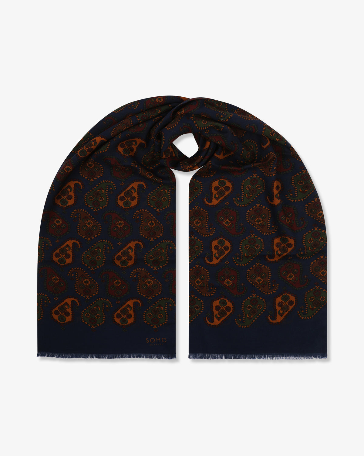 UK Wool and Silk Scarf - Oatlands - Blue