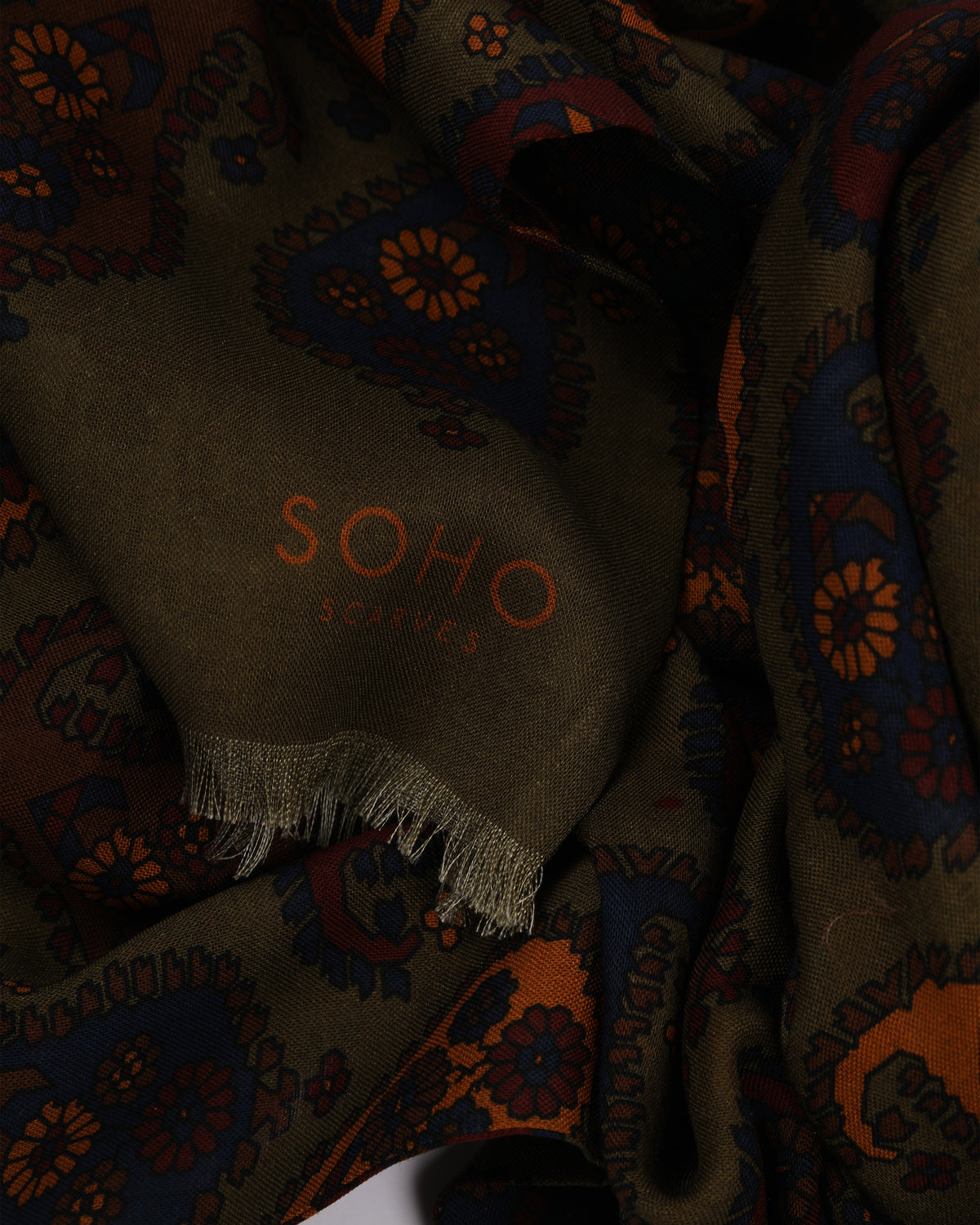 UK Wool and Silk Scarf - Oatlands - Olive