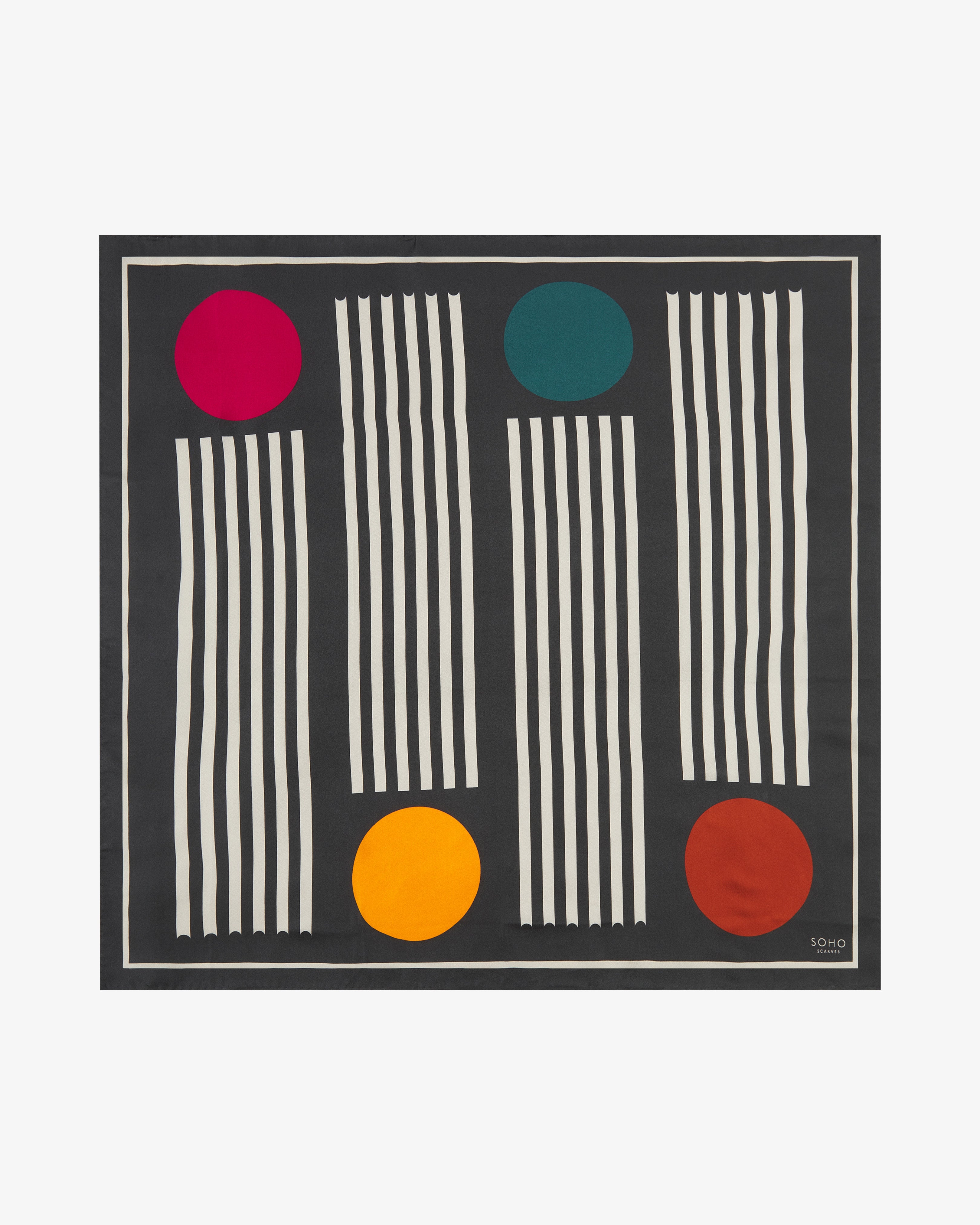 Silk Bauhaus Neckerchief - Teal Pillars