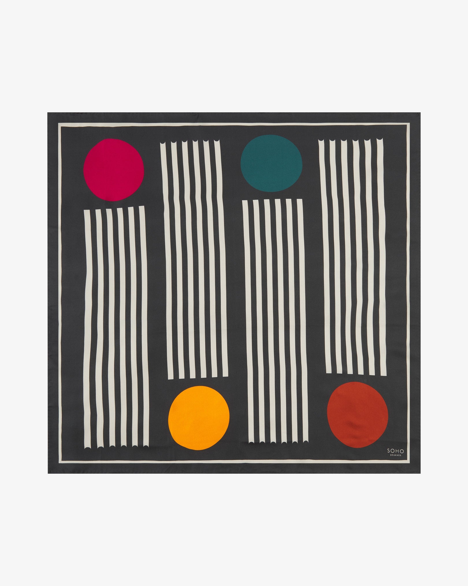 Silk Bauhaus Neckerchief - Teal Pillars