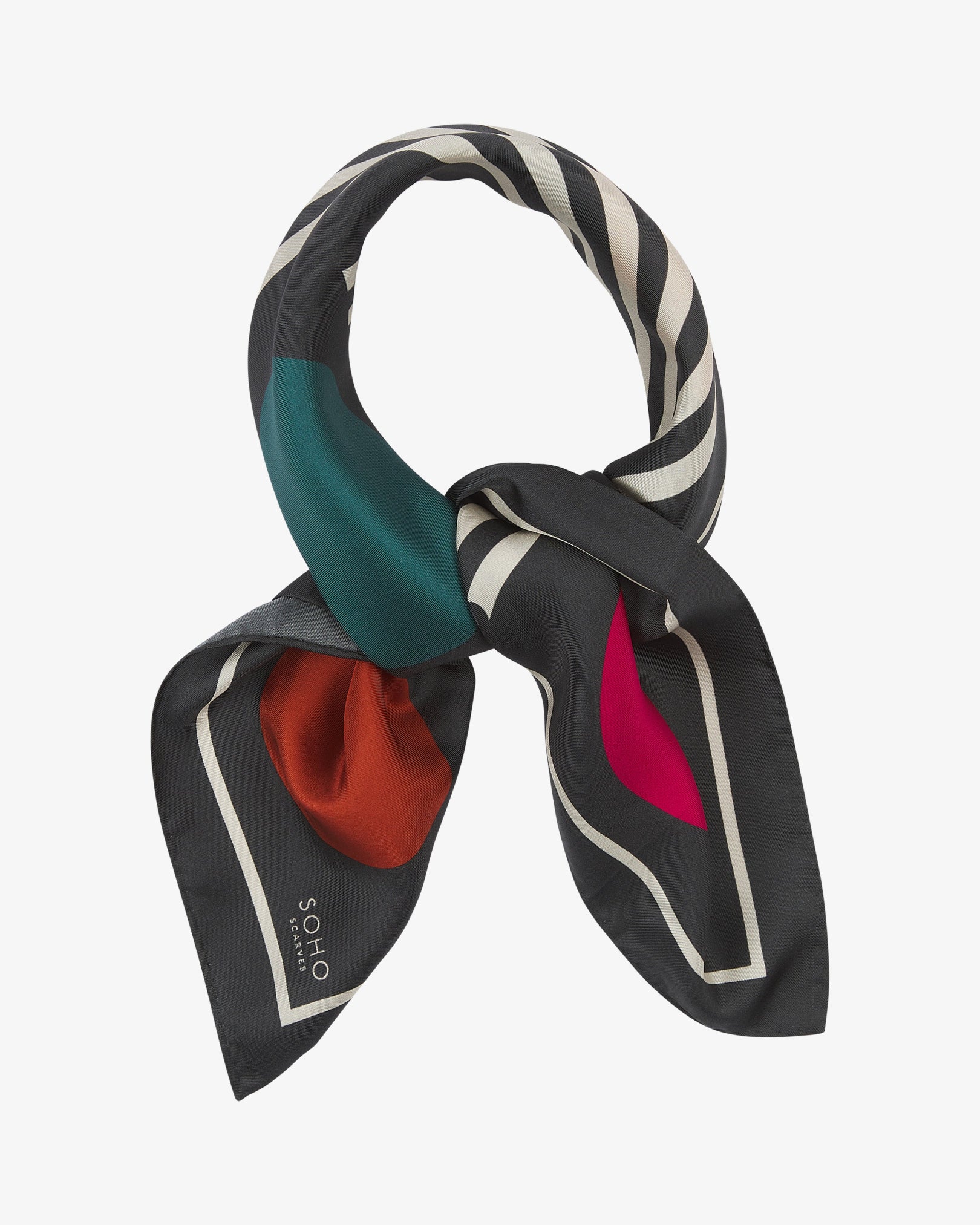 Silk Bauhaus Neckerchief - Teal Pillars