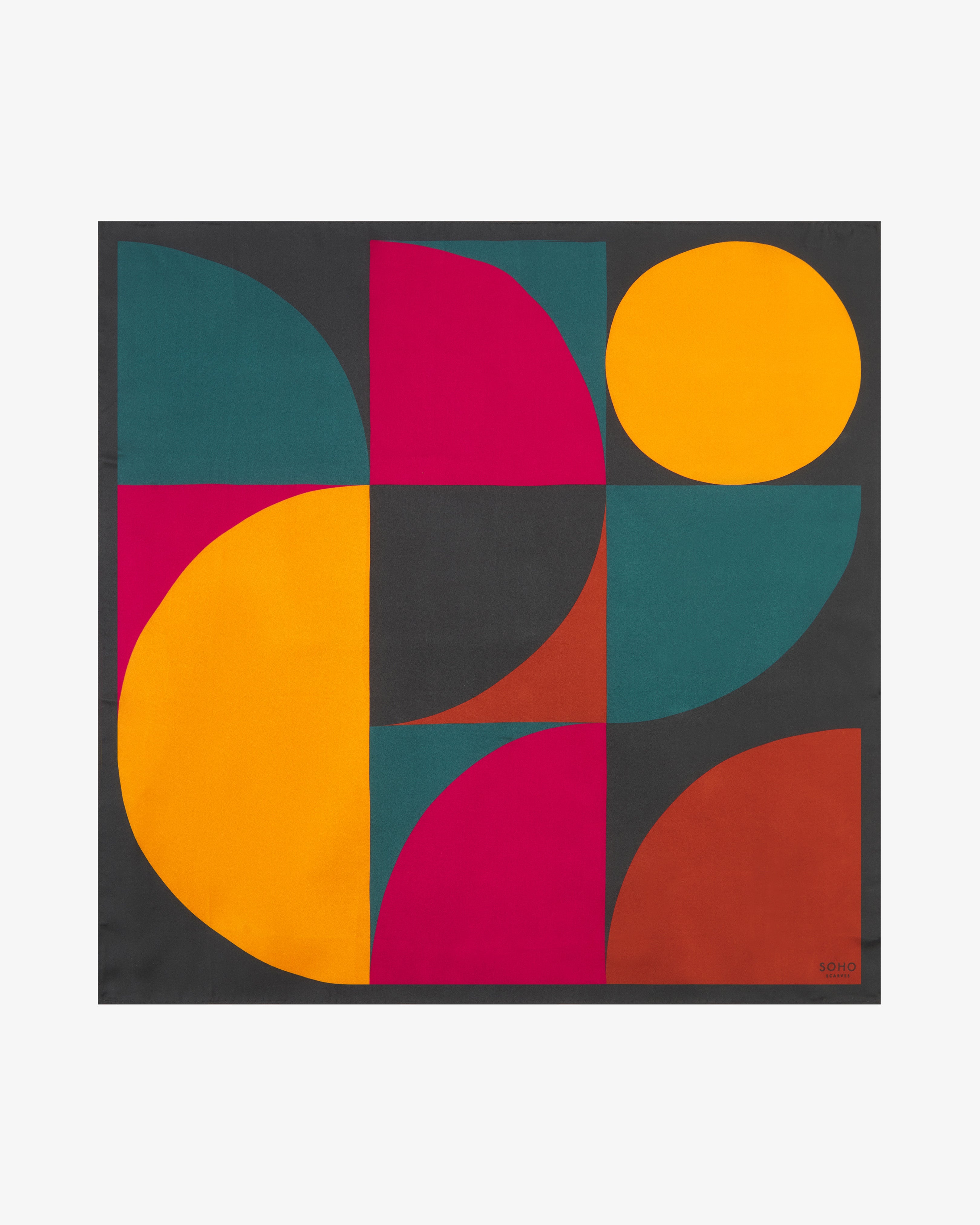 Silk Bauhaus Neckerchief - Retro Teal Three