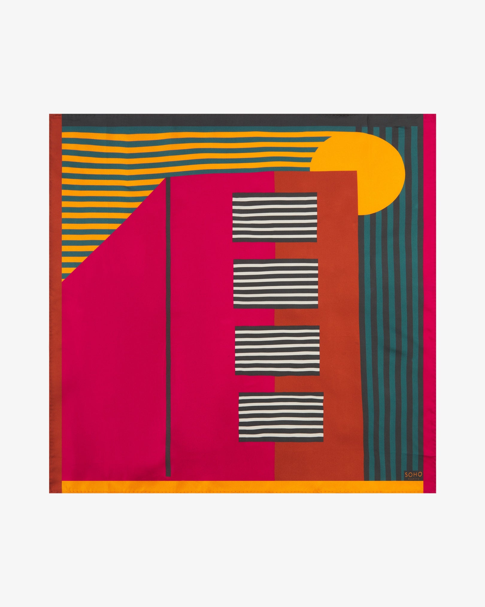 Silk Bauhaus Neckerchief - Teal Tower