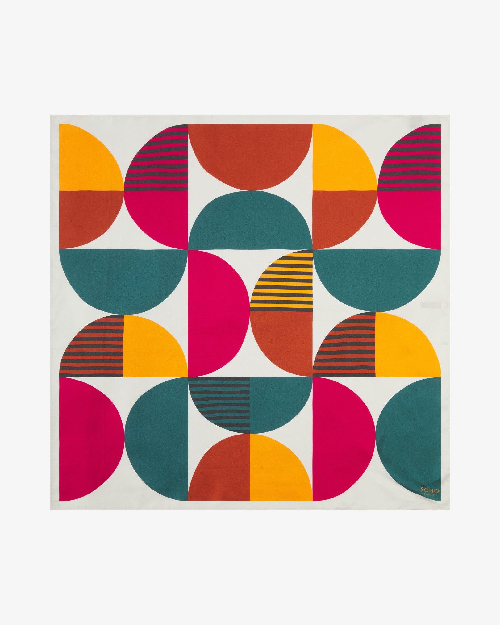 Silk Bauhaus Neckerchief - Retro Teal Two