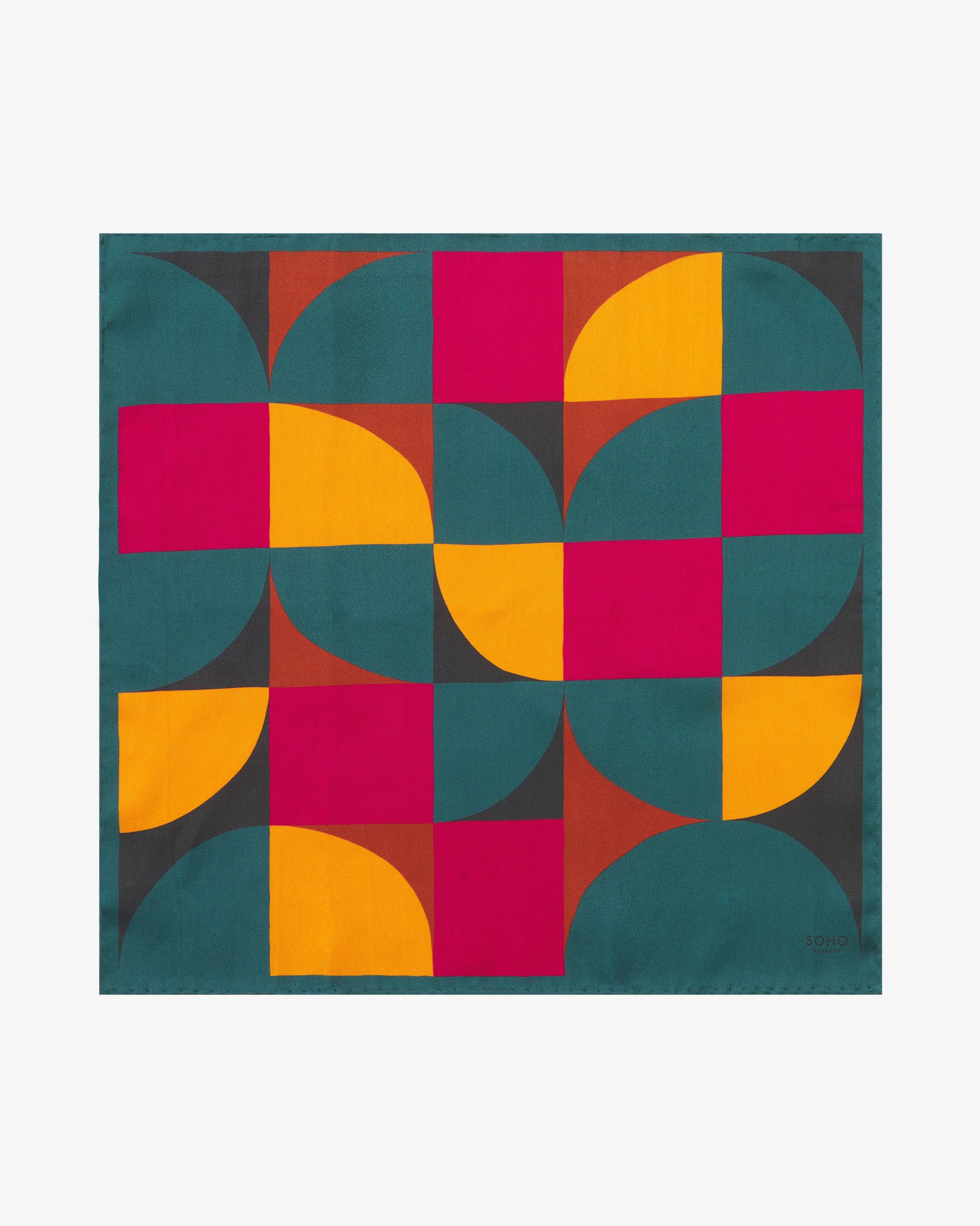 Men's Silk Pocket Square - Retro Teal Four