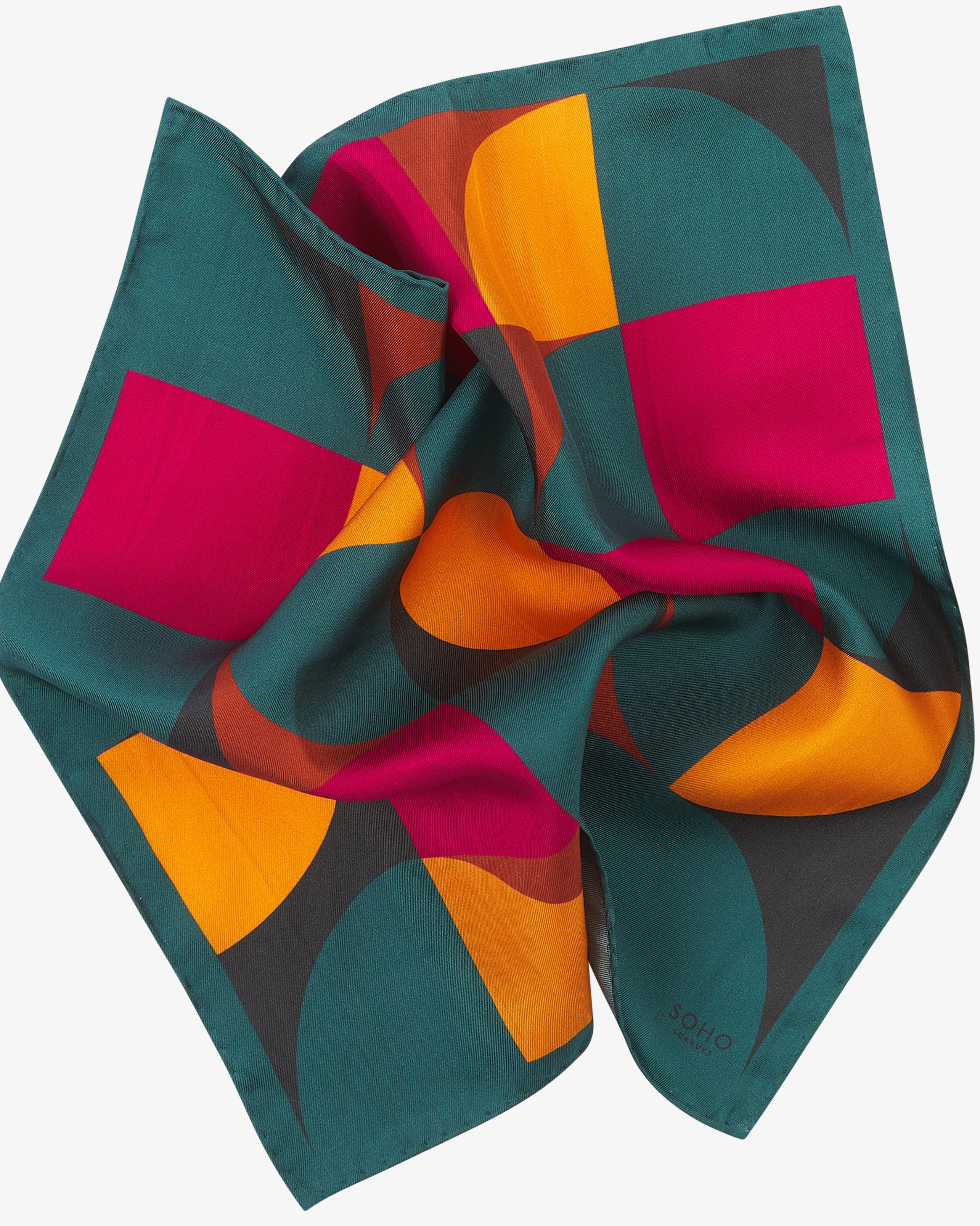 Men's Silk Pocket Square - Retro Teal Four