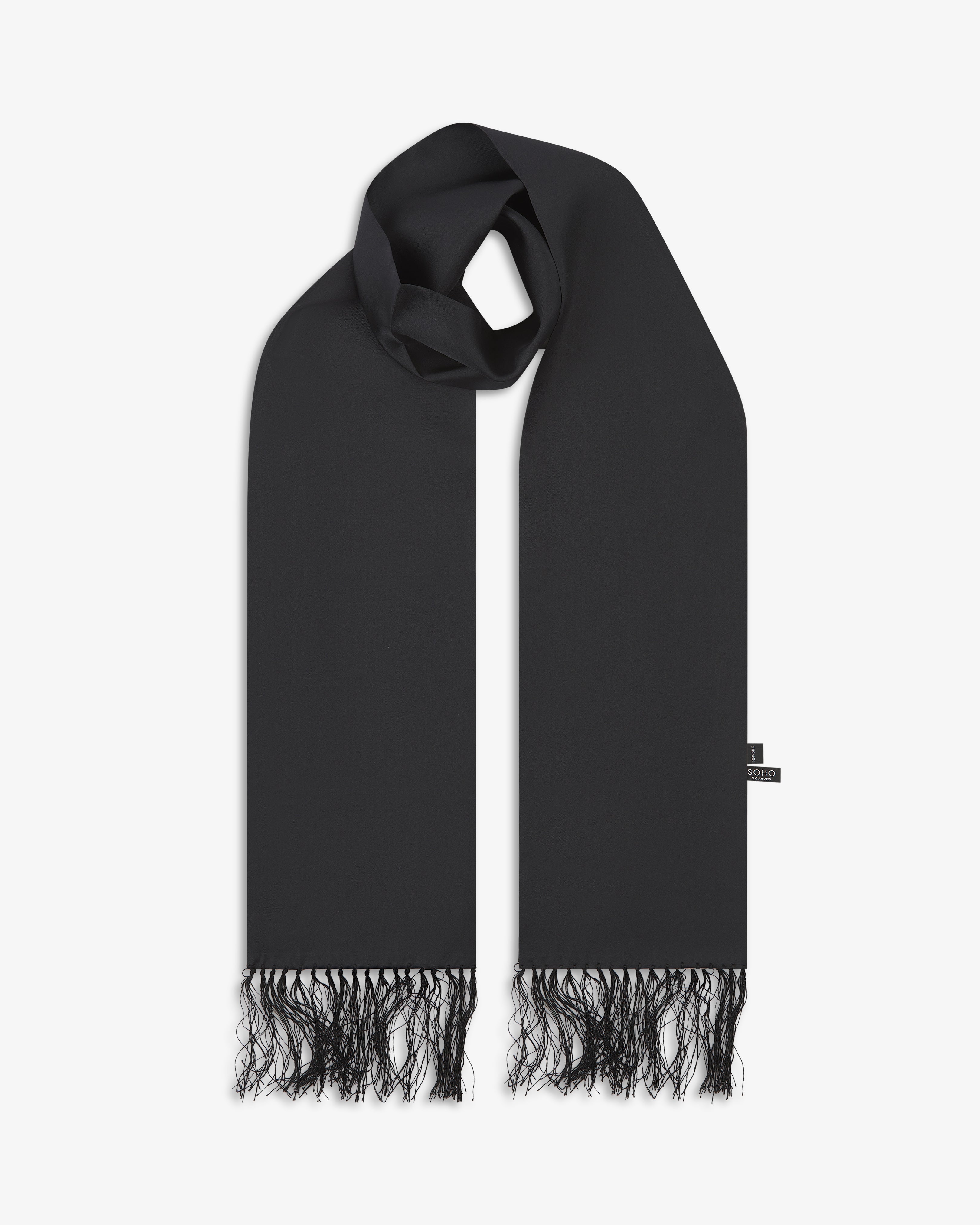 Men's Silk Aviator Scarf in Black - The Air Black Aviator