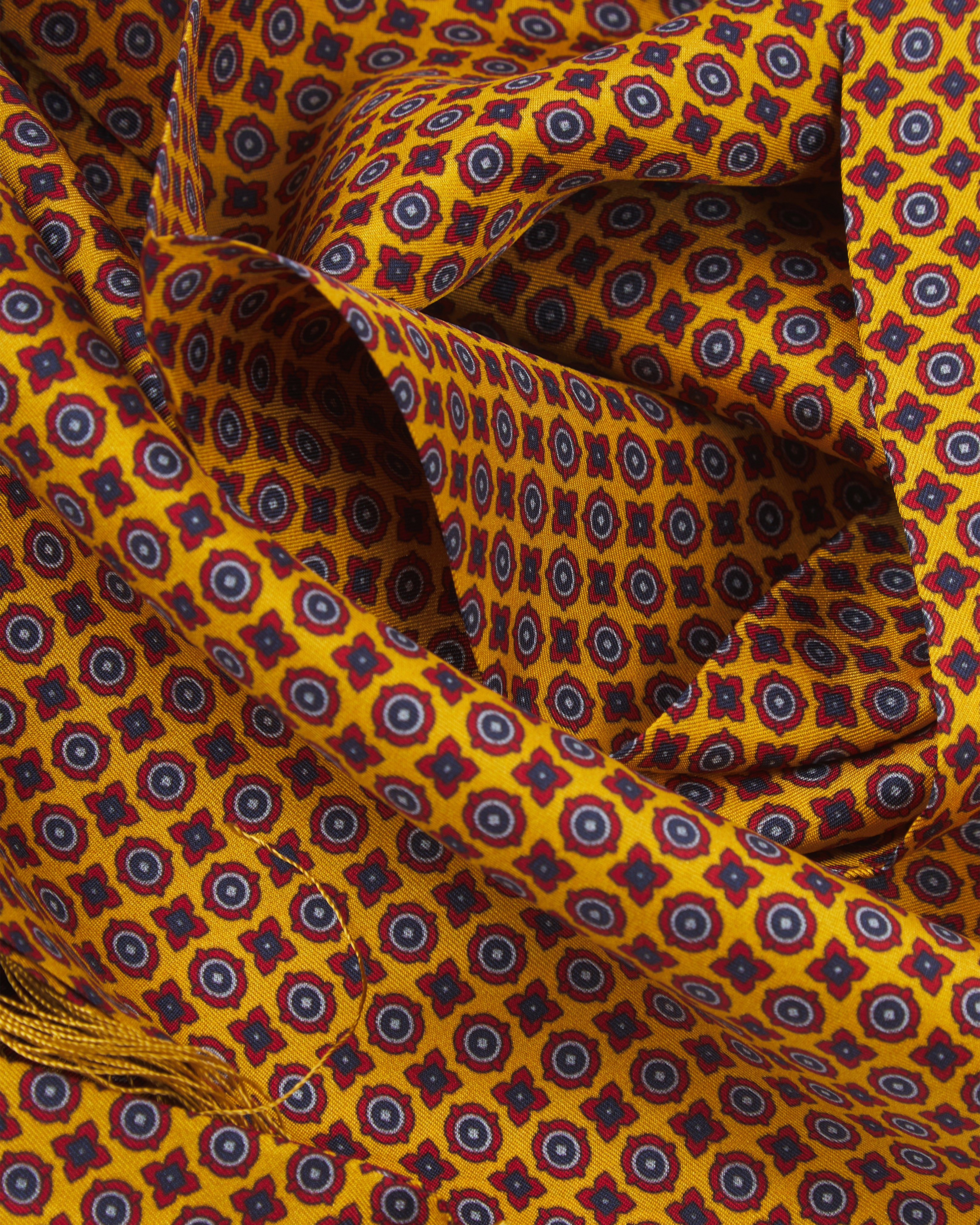 Men's Silk Aviator Scarf in Geometric Pattern - The Toshima Aviator