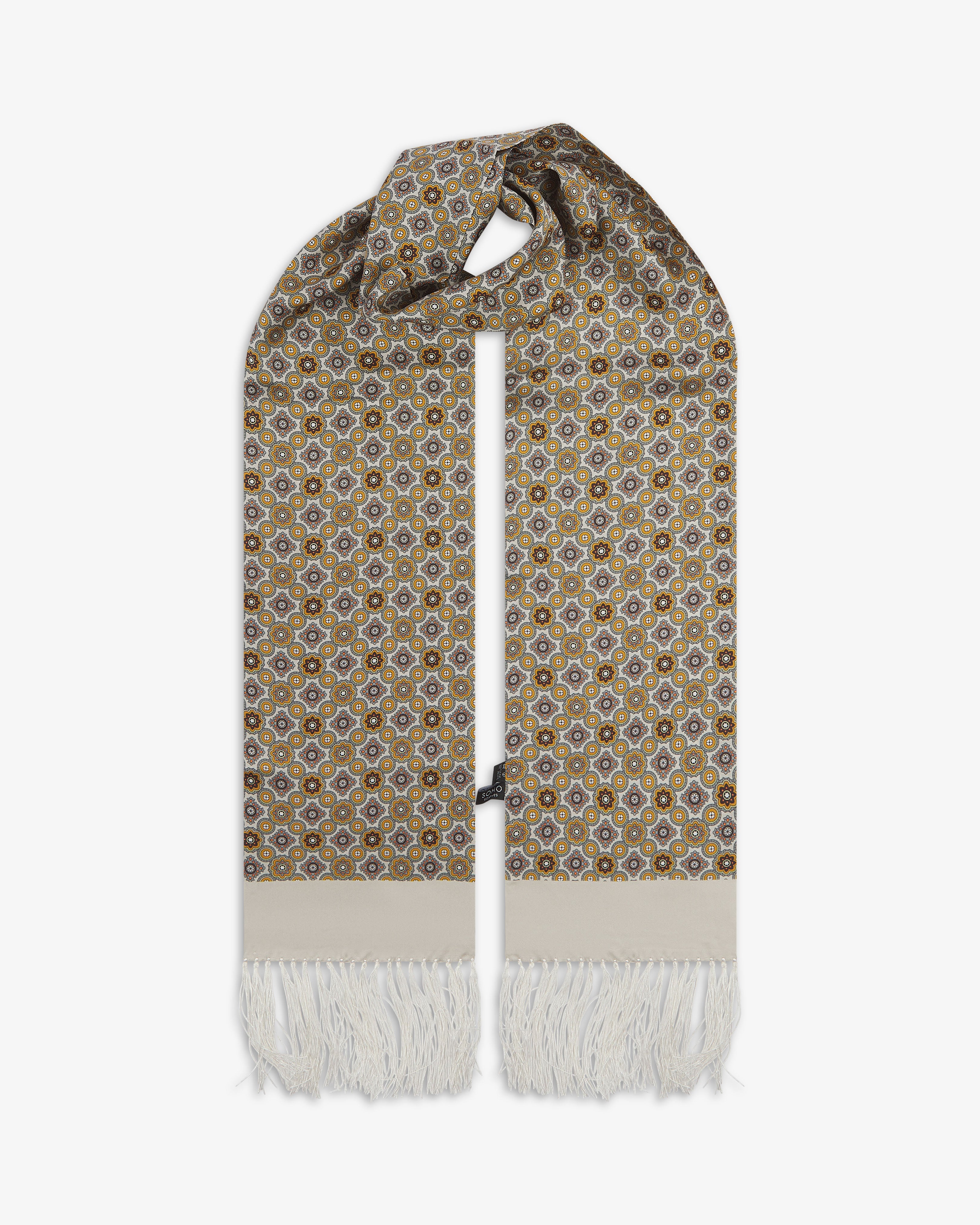 Men's Silk Aviator Scarf in Geometric Pattern - The Wenatchee Aviator
