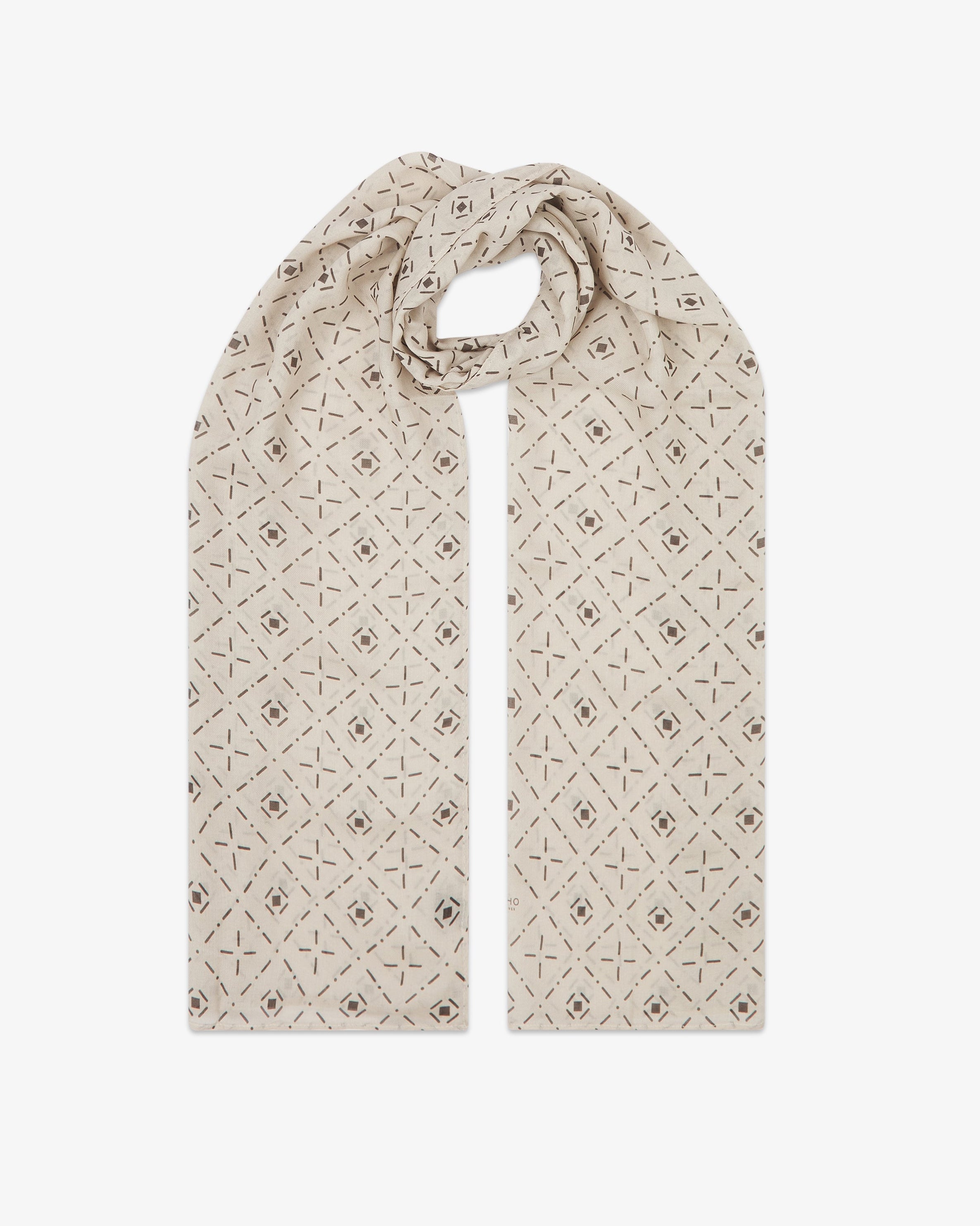 Diamonds in Cream - Bohemian Lightweight Wide Scarf