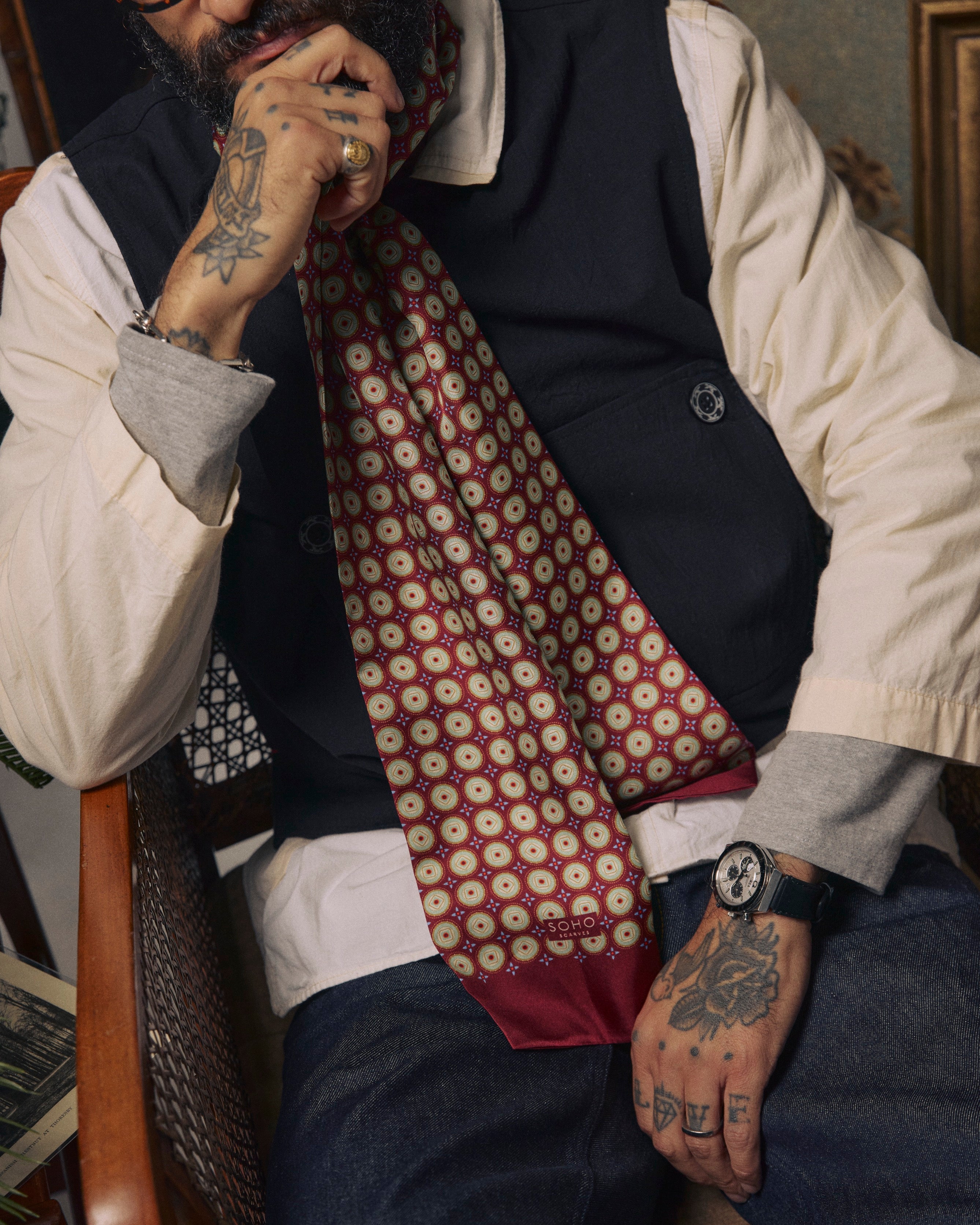 Men's Silk Scarf - Bellingham | Gardenia