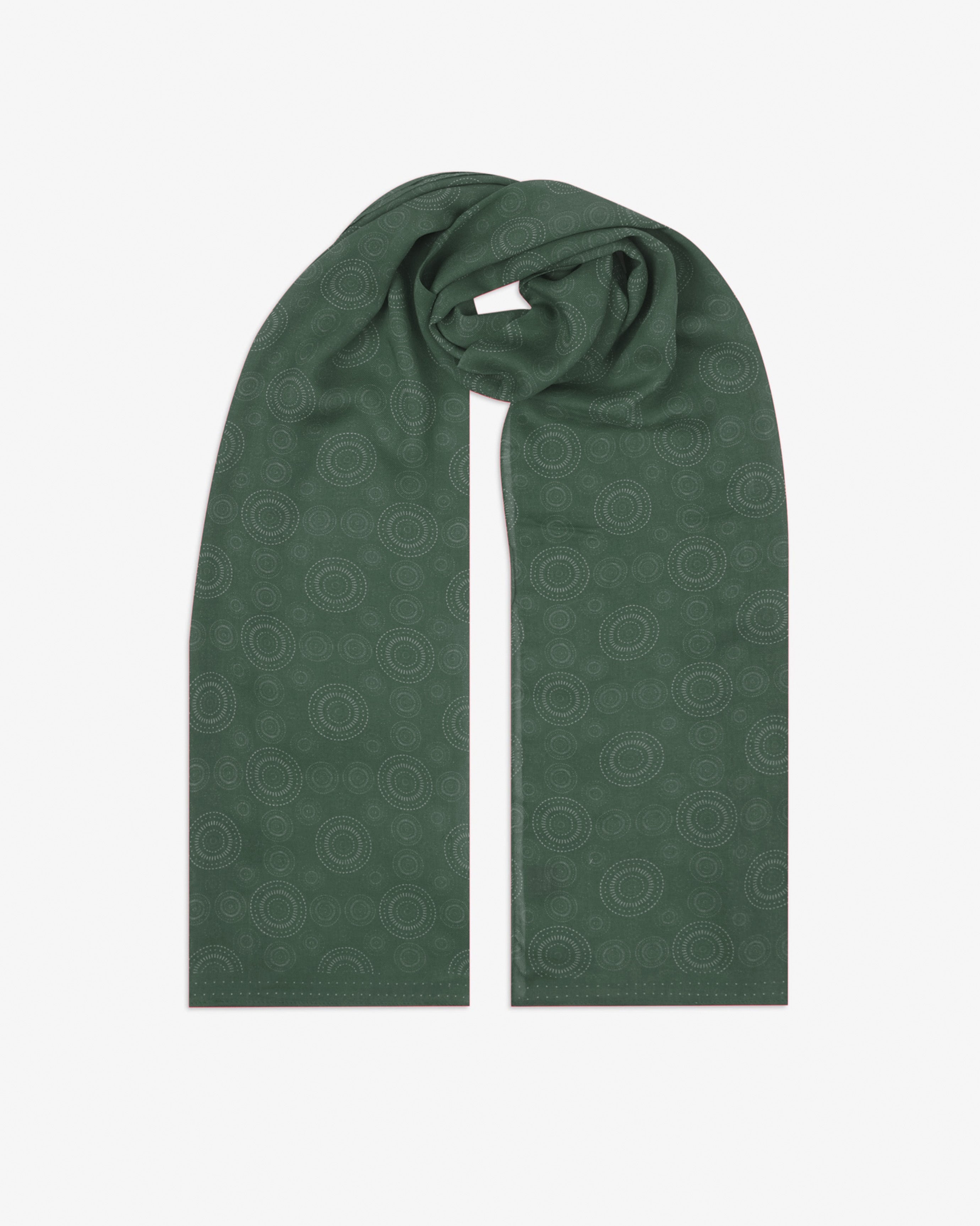 Circles in Evergreen - Bohemian Lightweight Wide Scarf