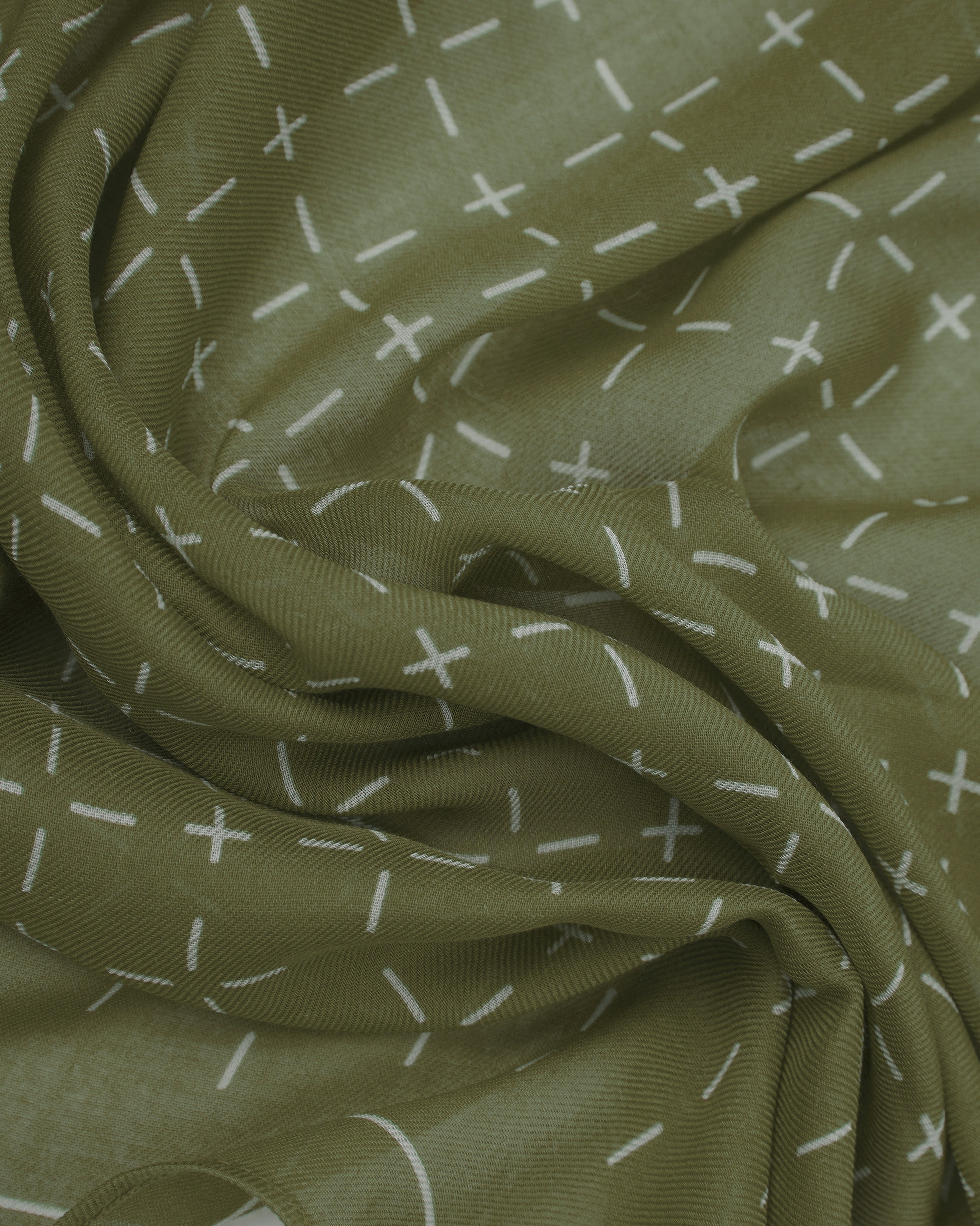 Crosses in Olive - Bohemian Lightweight Wide Scarf