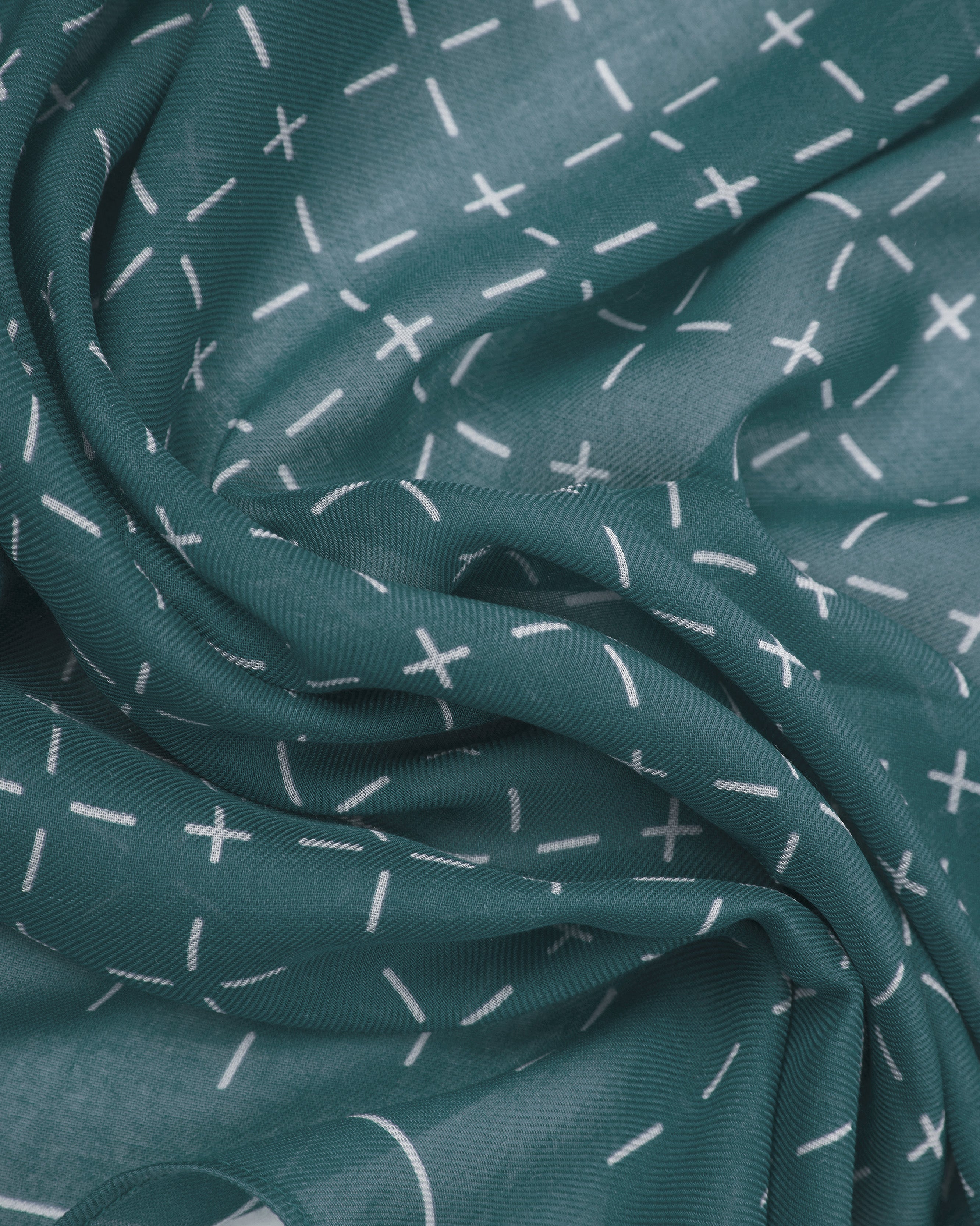 Crosses in Teal - Bohemian Lightweight Wide Scarf