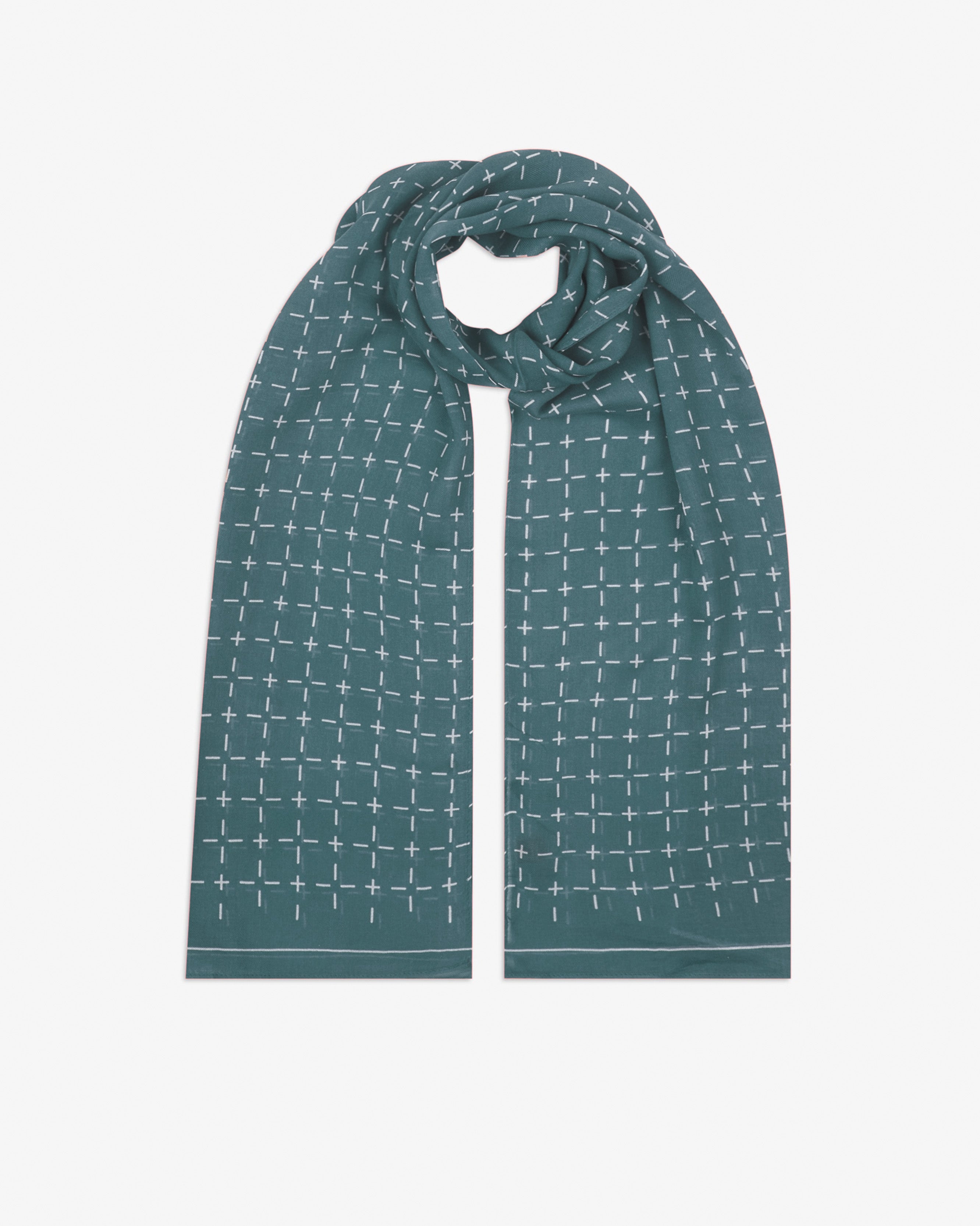 Crosses in Teal - Bohemian Lightweight Wide Scarf