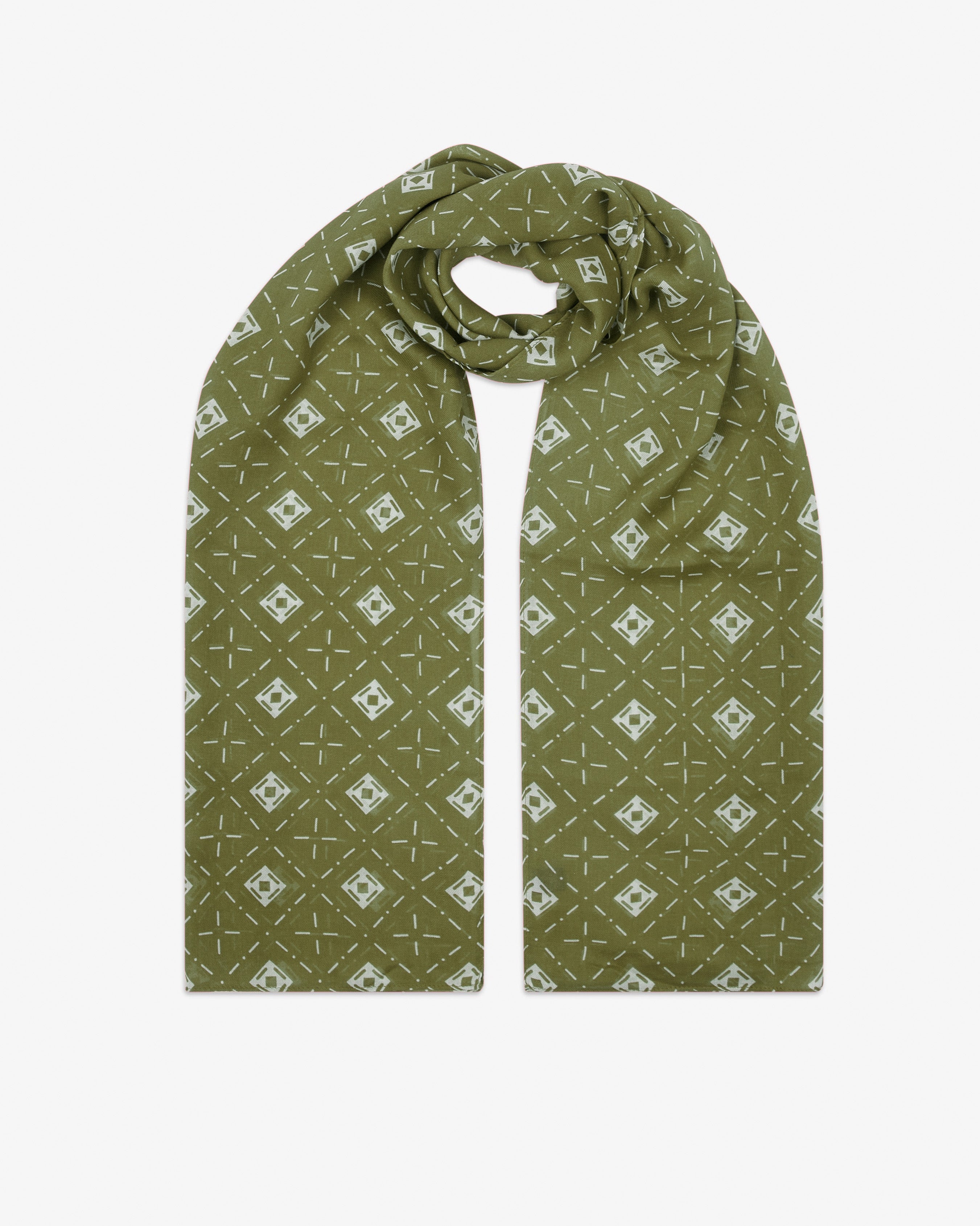 Diamonds in Verdant - Bohemian Lightweight Wide Scarf