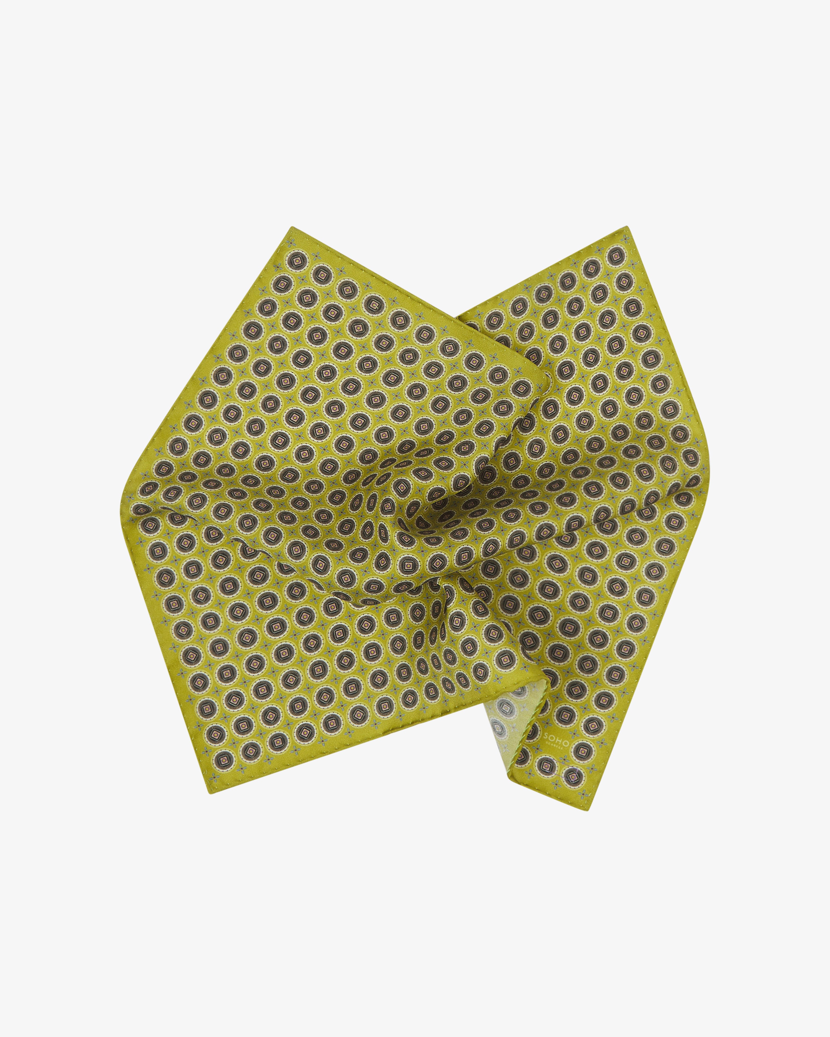 Men's Silk Geometric Pocket Square - Bellingham Lime