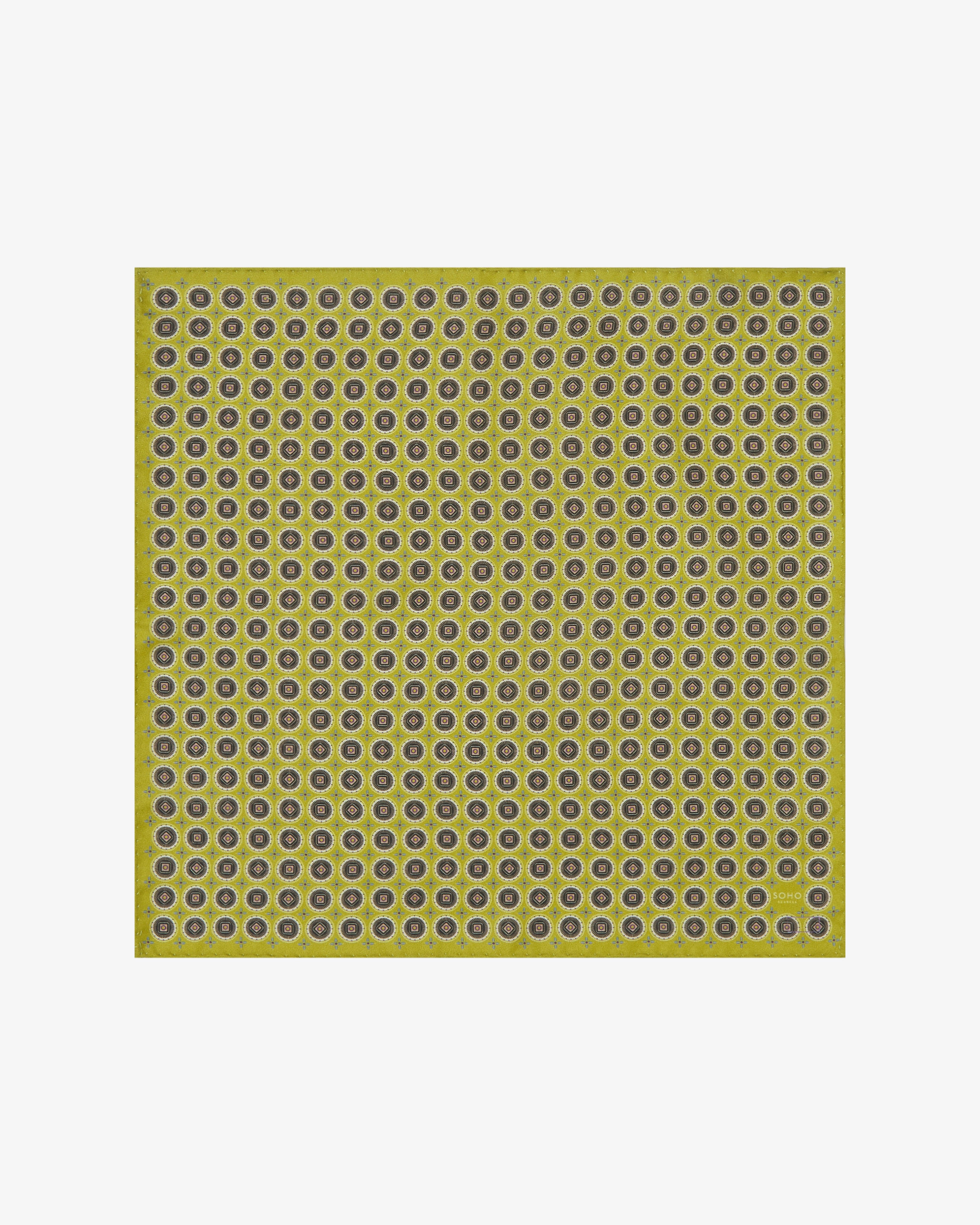 Men's Silk Geometric Pocket Square - Bellingham Lime