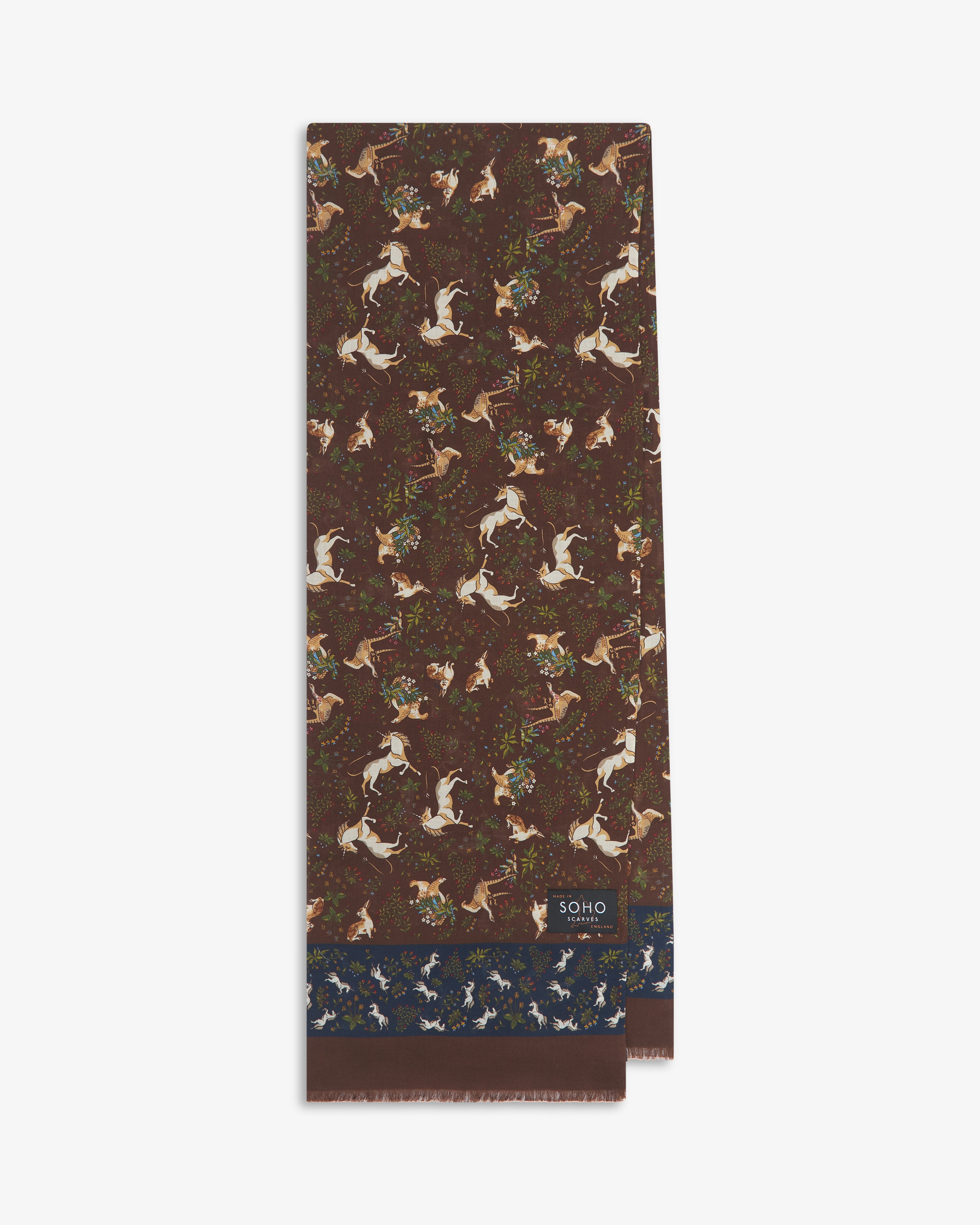 UK Wool and Silk Scarf - Avalon in Hawk & Dark Blue