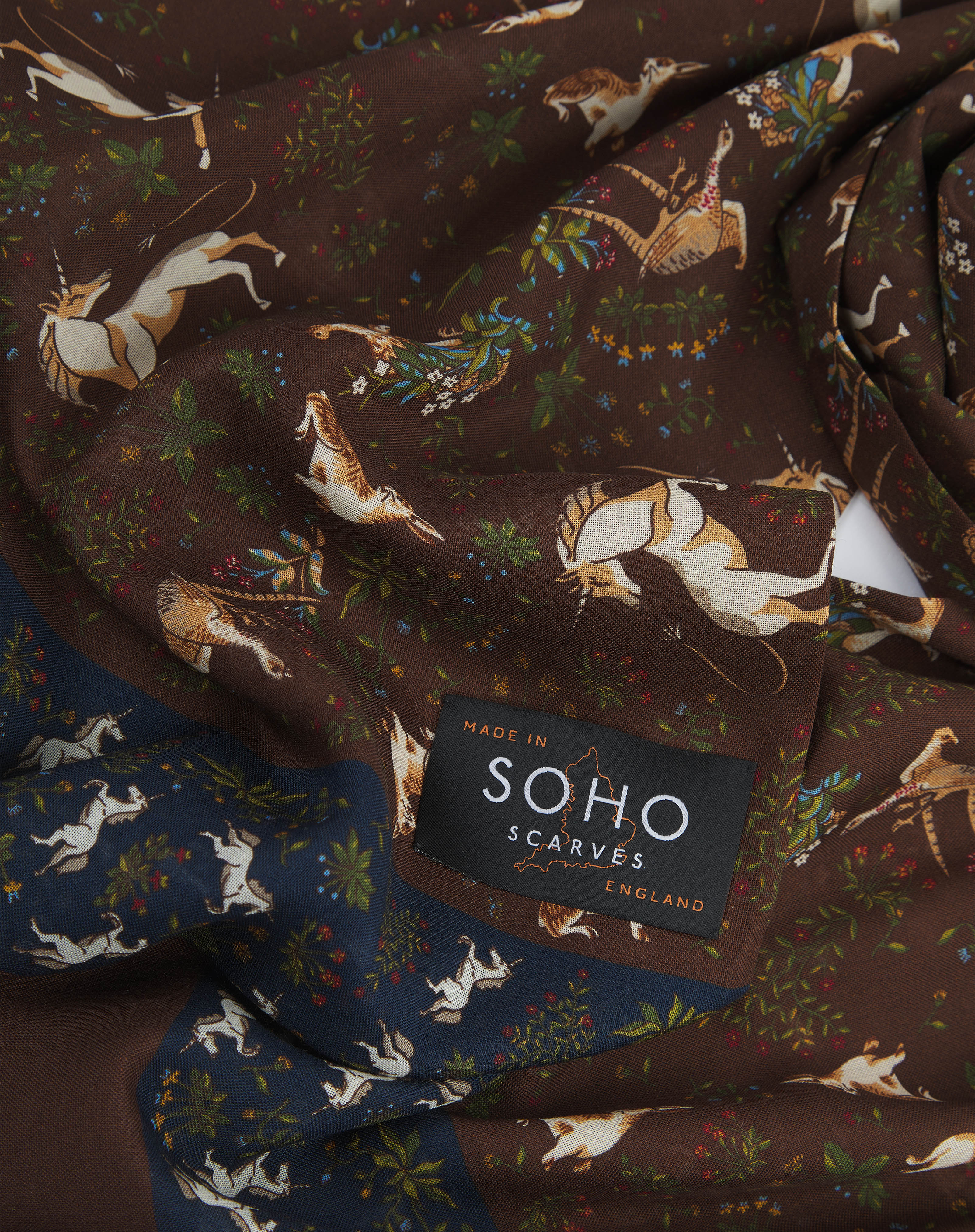 UK Wool and Silk Scarf - Avalon in Hawk & Dark Blue