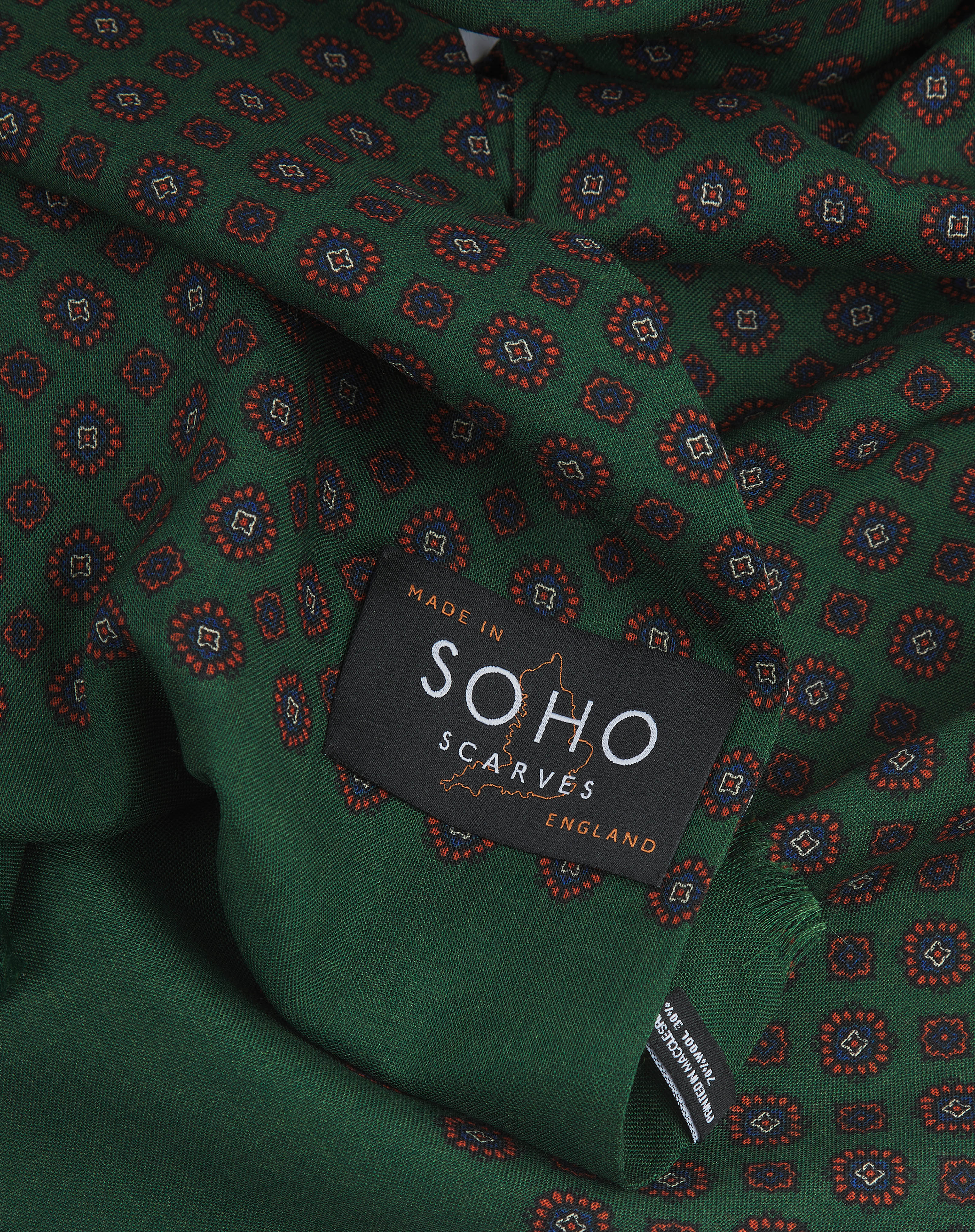 UK Wool and Silk Scarf - Putney in Scots Pine & Orange