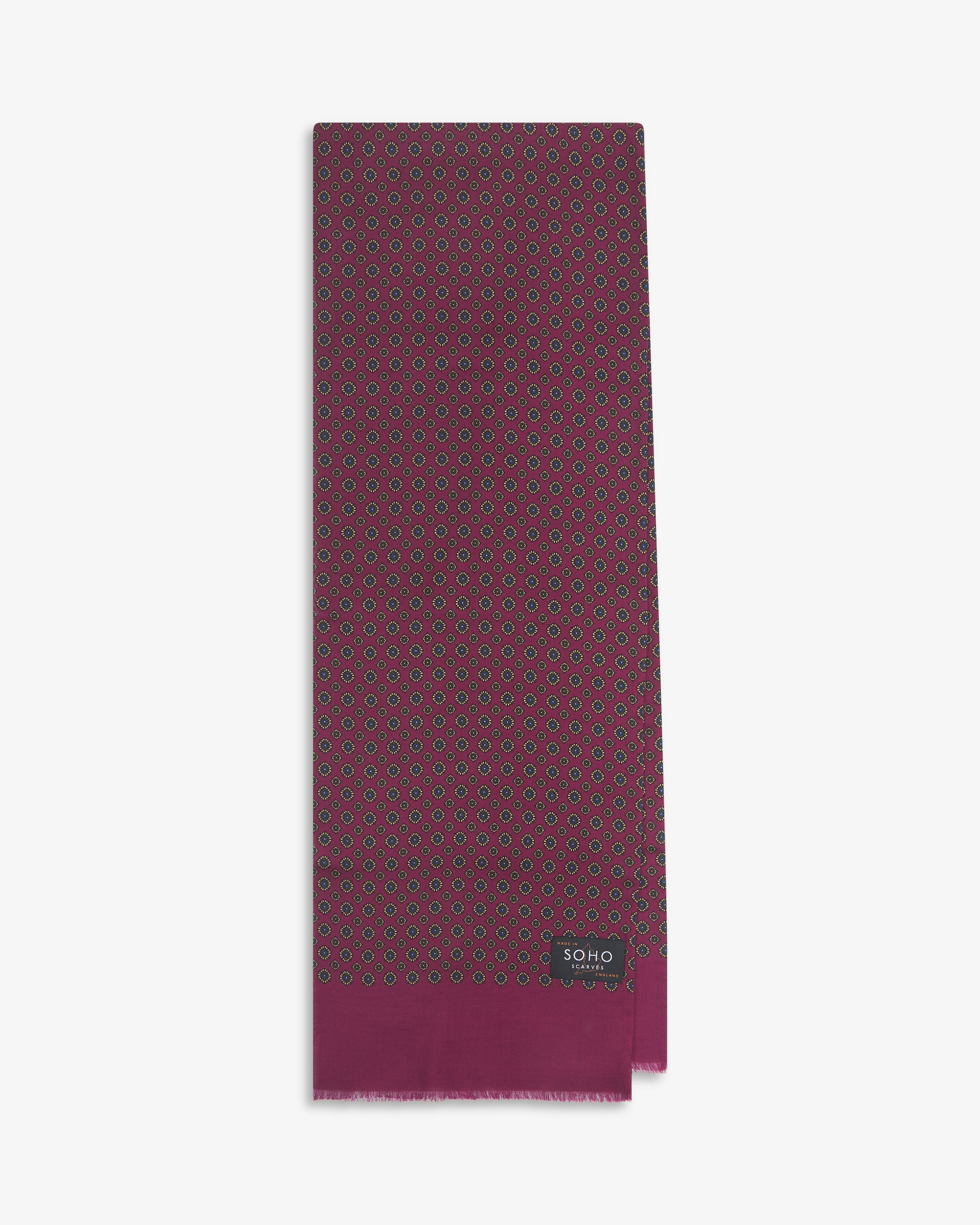 UK Wool and Silk Scarf - Putney in Magenta & Royal Blue