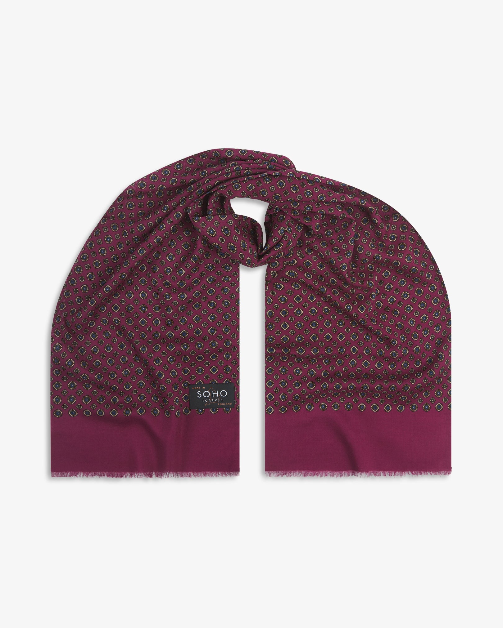 - UK Wool and Silk Scarf - Putney in Magenta & Royal Blue