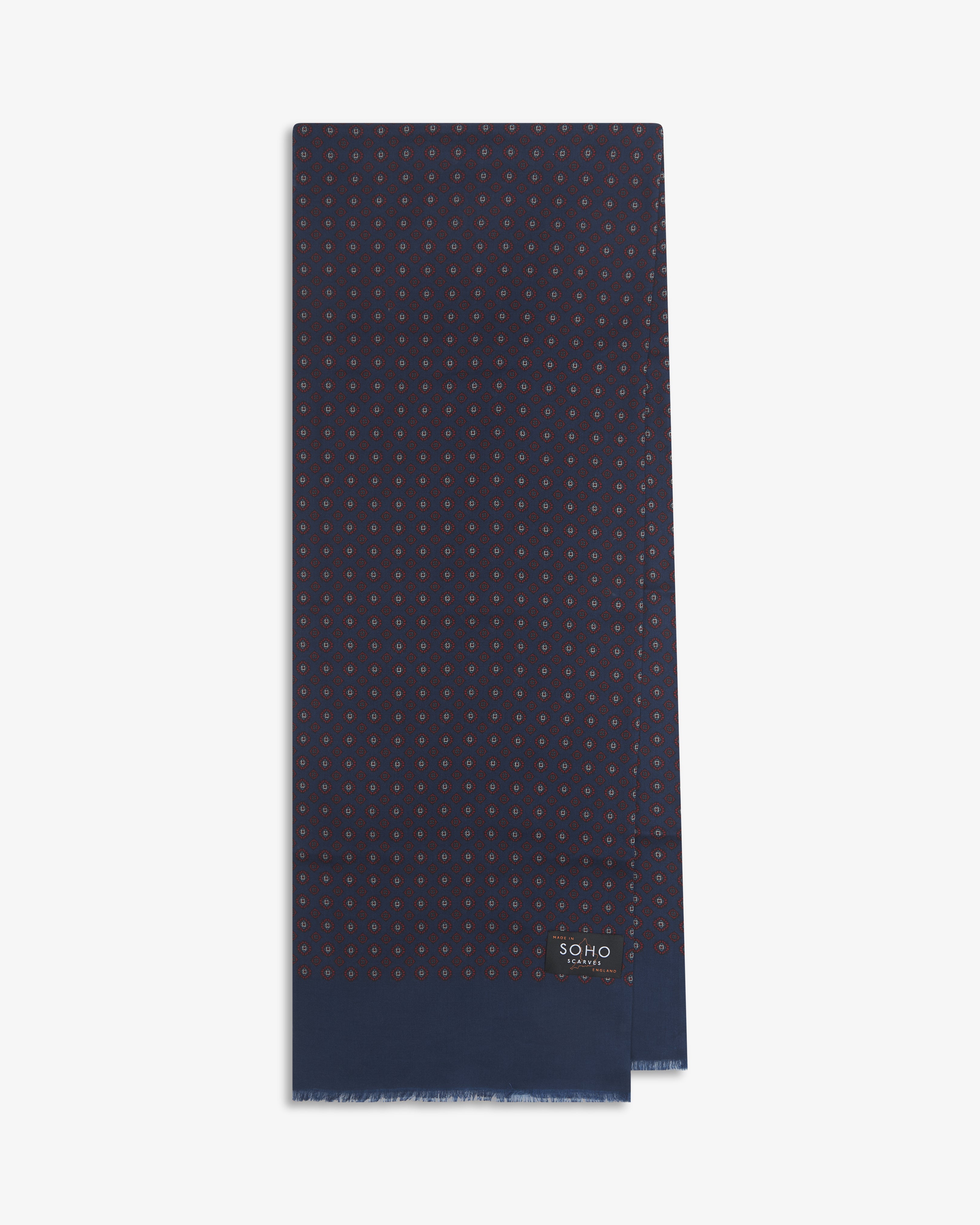 UK Wool and Silk Scarf - Putney in Shadow Blue & Maroon