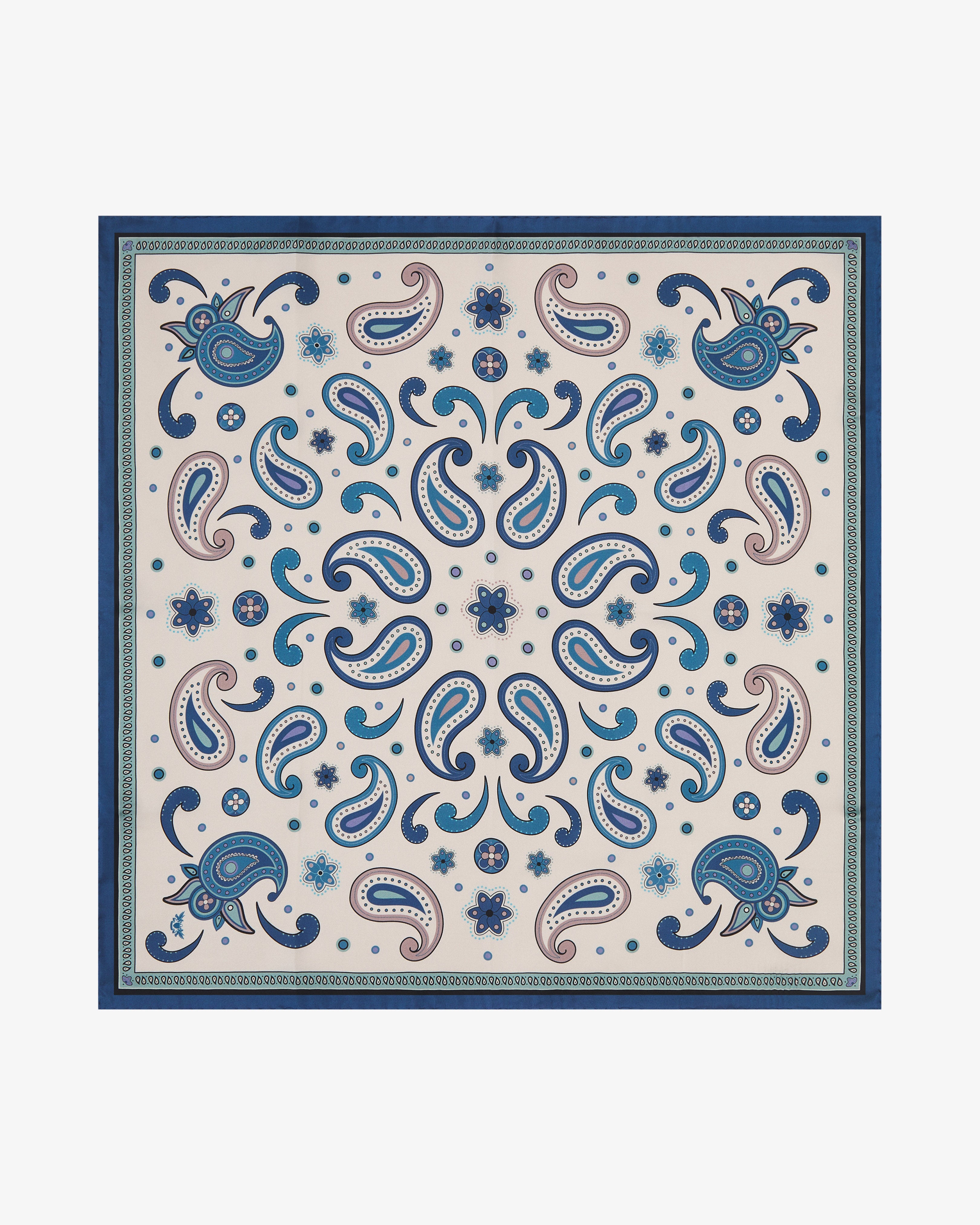 Silk Neckerchief - Belgravia in Cream & Blue