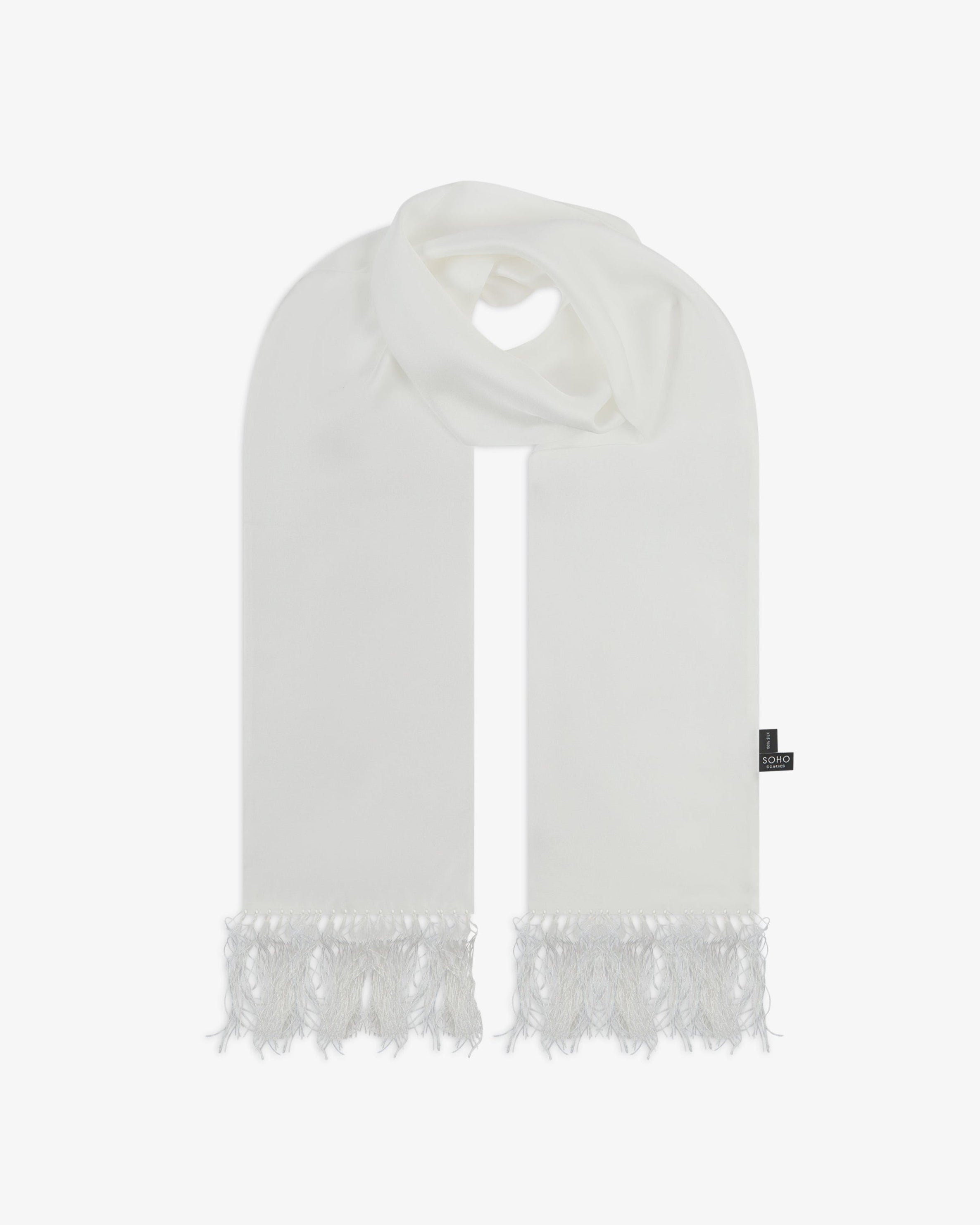 mens dress scarf white Silk Aviator Scarf in White