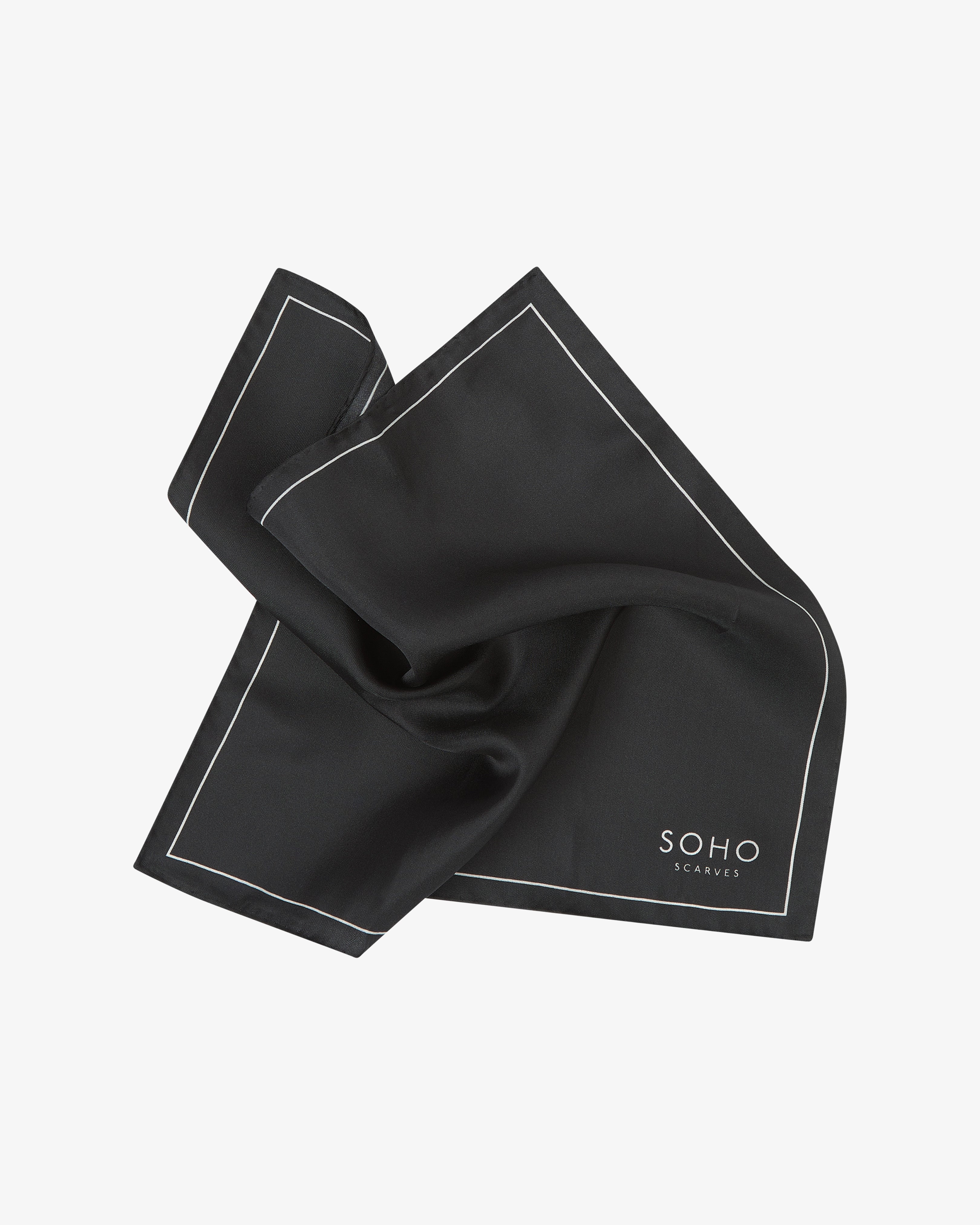 Mens Silk Solid Black Pocket Square - The Chaplin