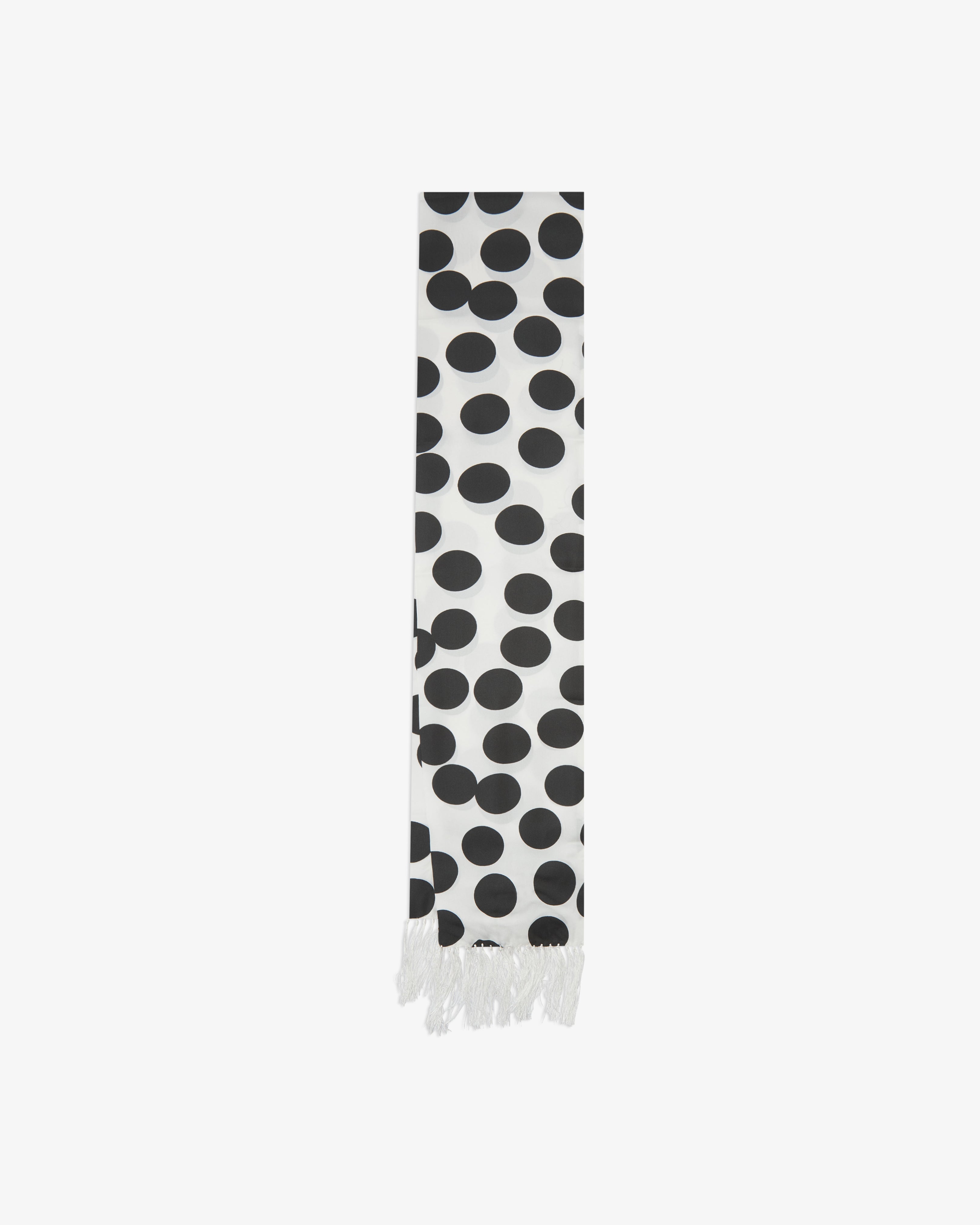 Mens Silk Aviator Scarf in Black & White Spots - The Gable